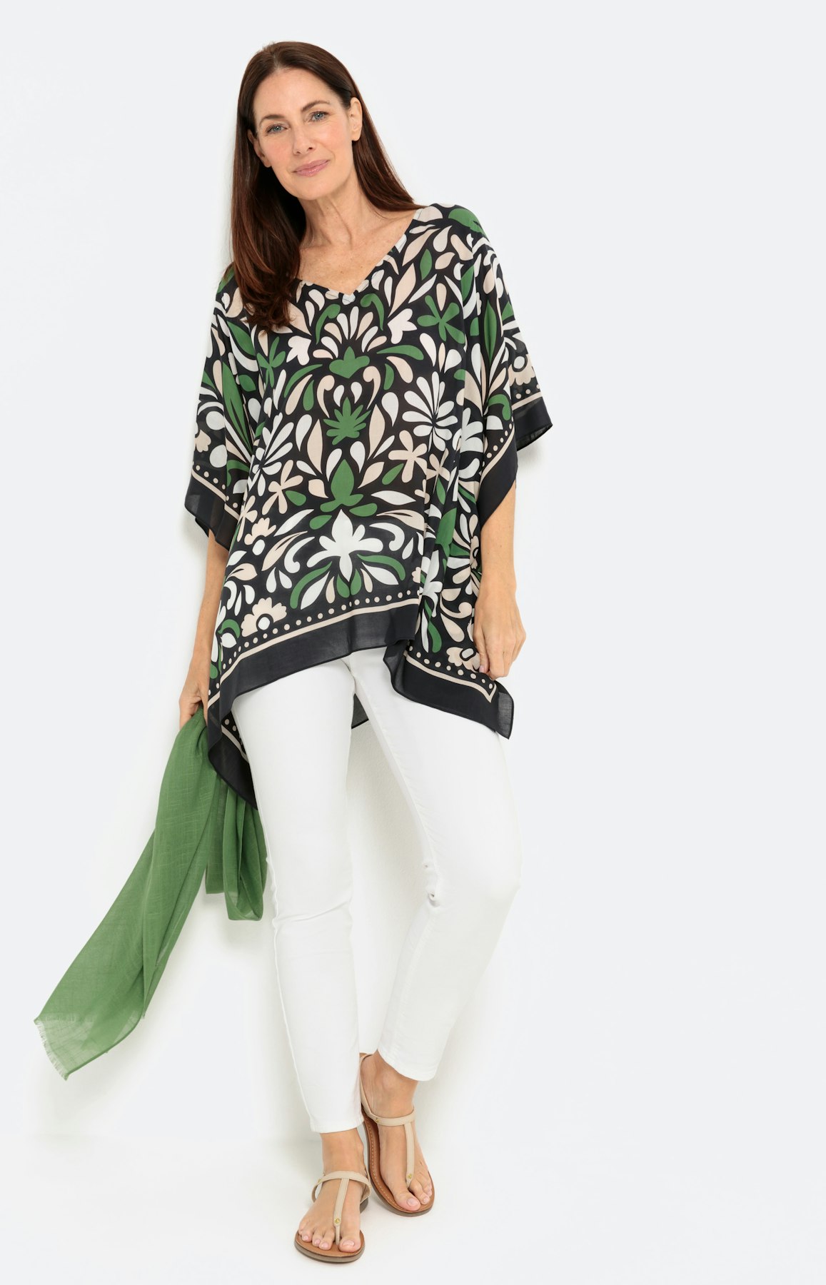 Lichte tuniek, modal, zwart groen