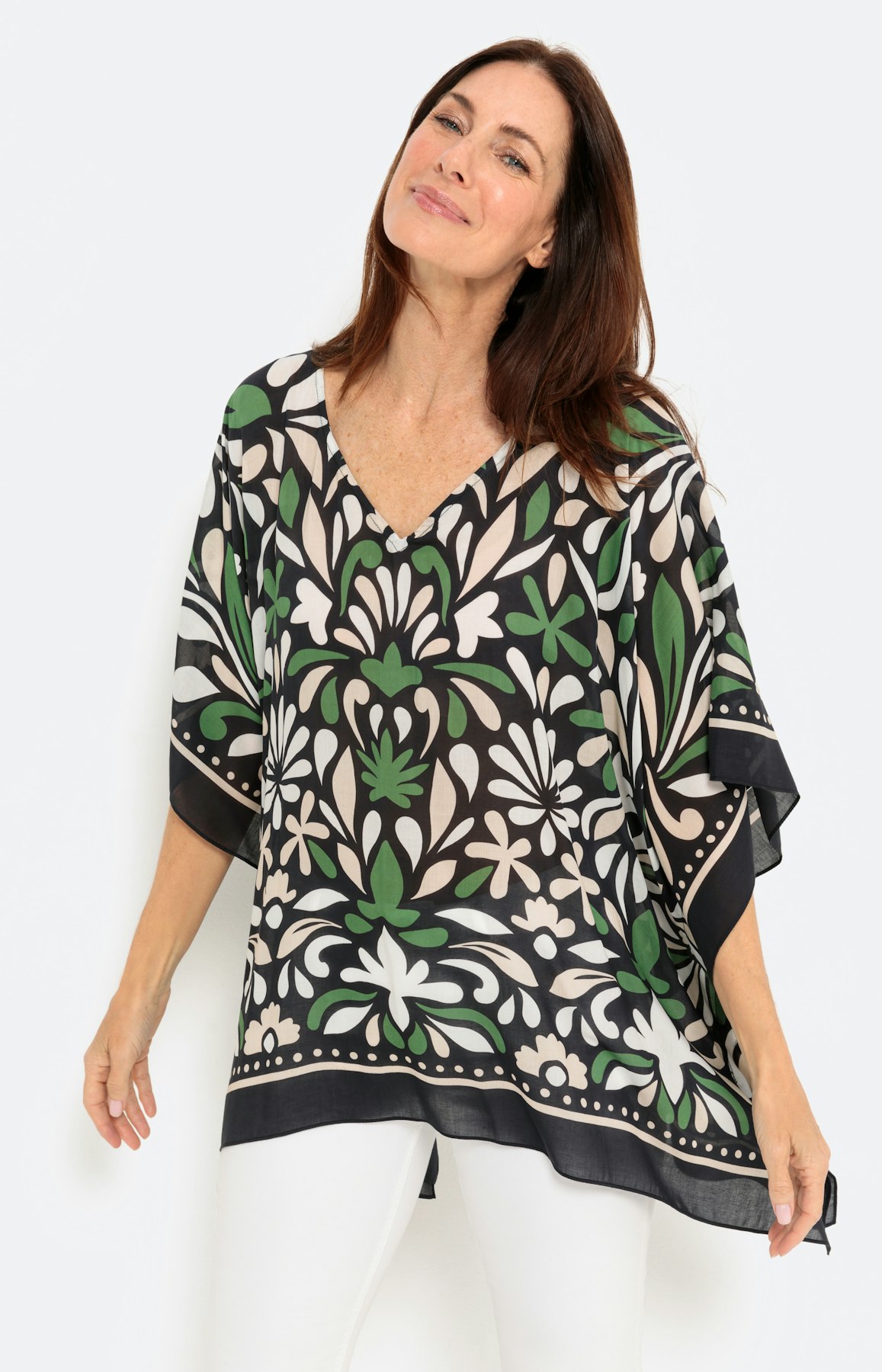 Lichte tuniek, modal, zwart groen