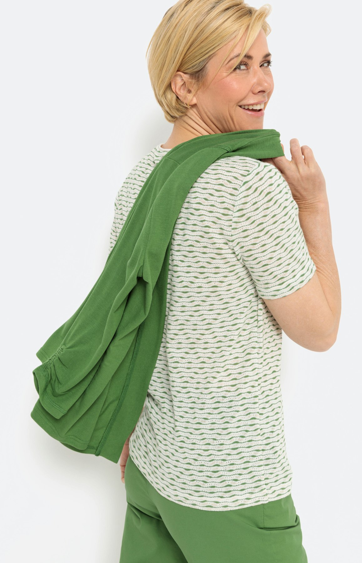 T-shirt met korte mouw en golfstructuur