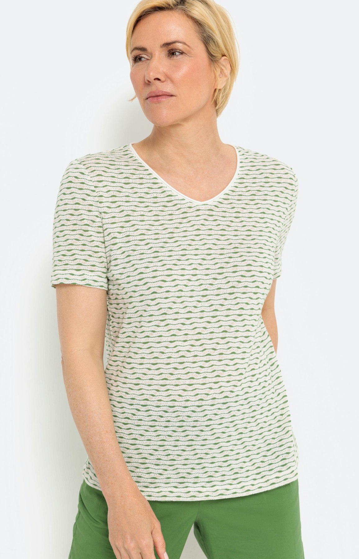 T-shirt met korte mouw en golfstructuur