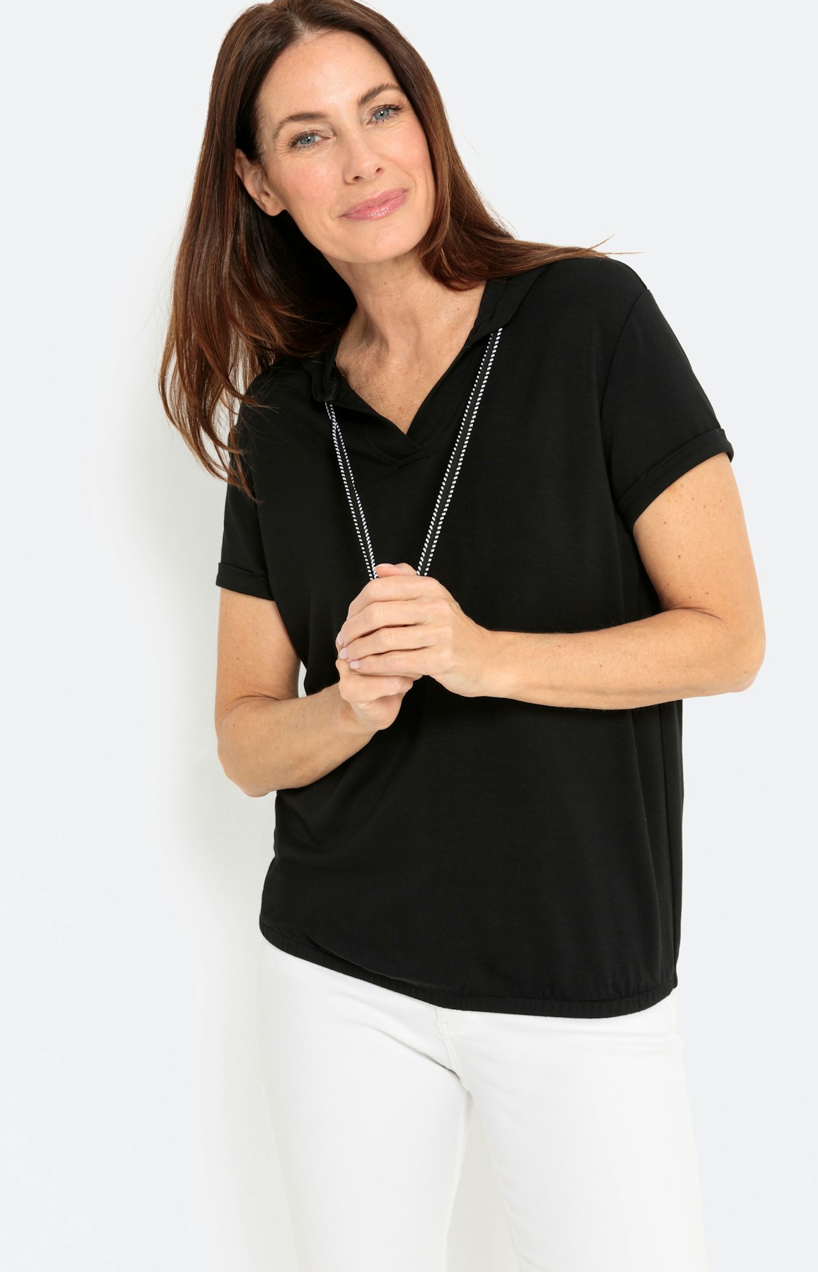 T-shirt met capuchon en korte mouwen