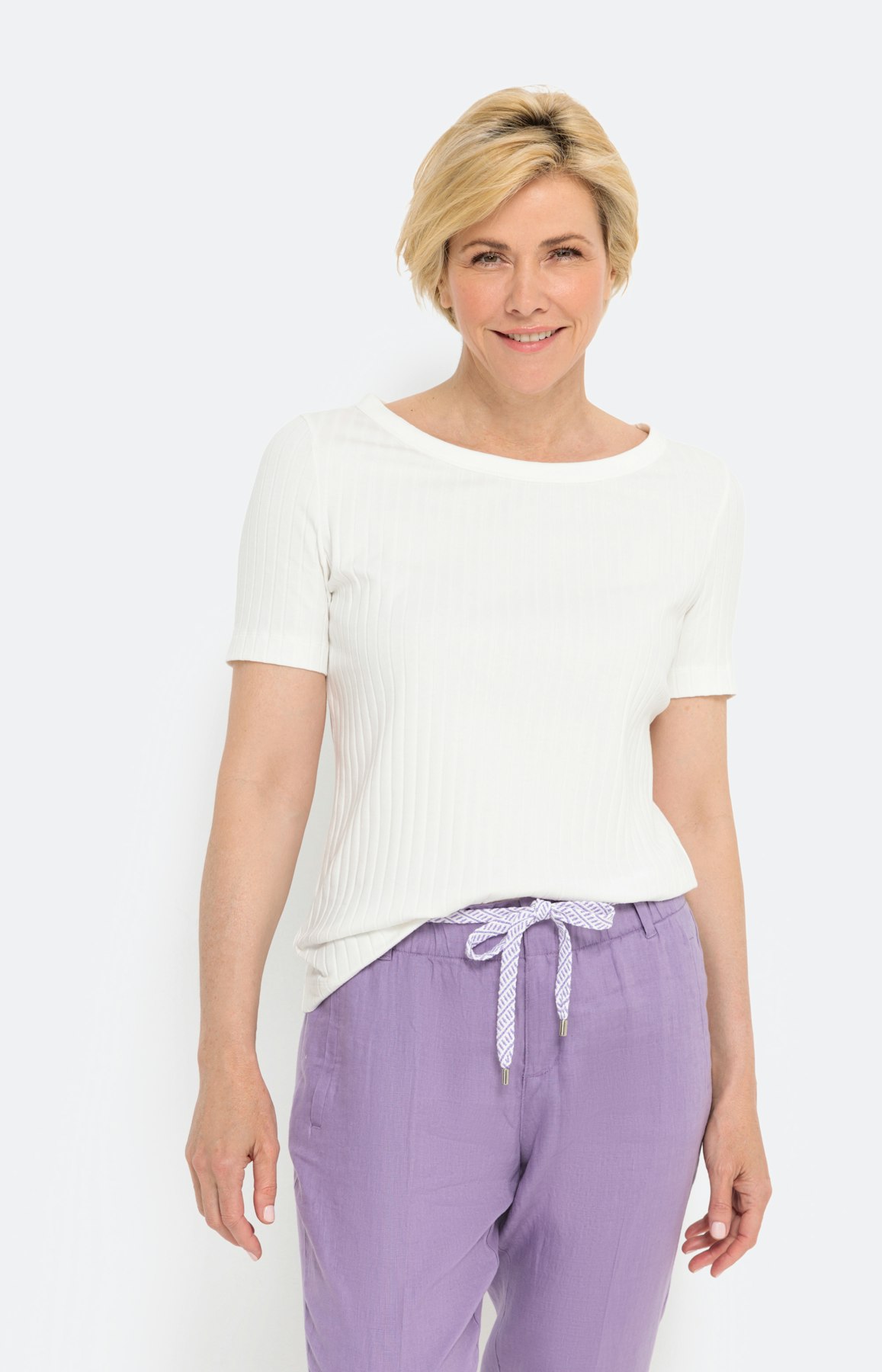 Geribd T-shirt met korte mouwen