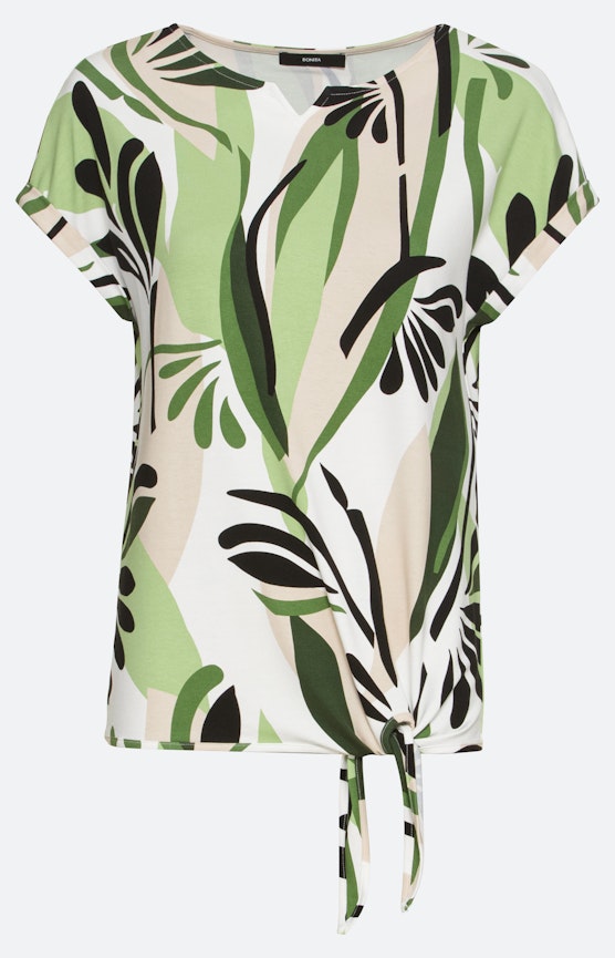 Kurzarm Shirt mit Blätterprint