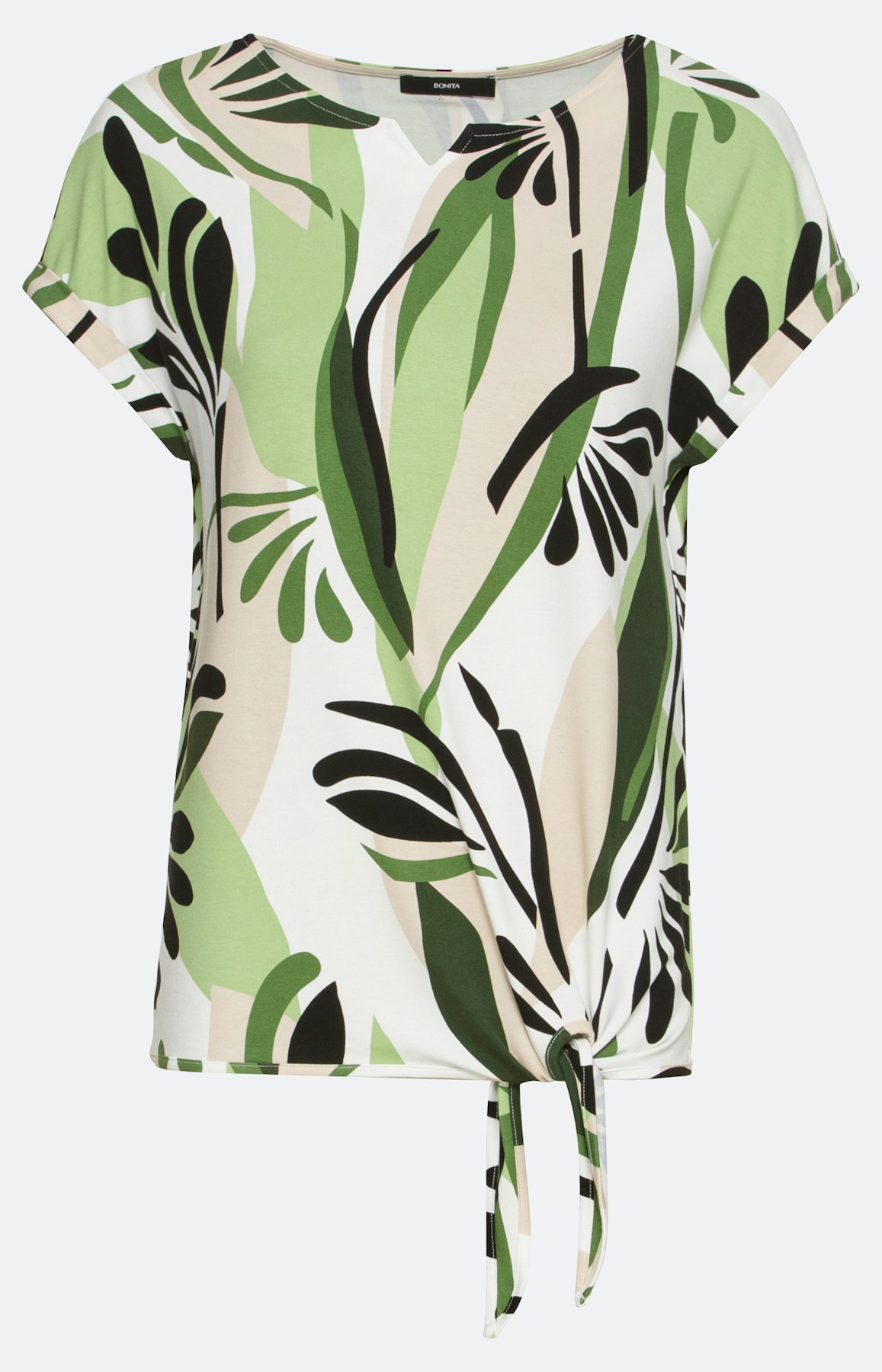 Shirt met korte mouwen en bladerprint