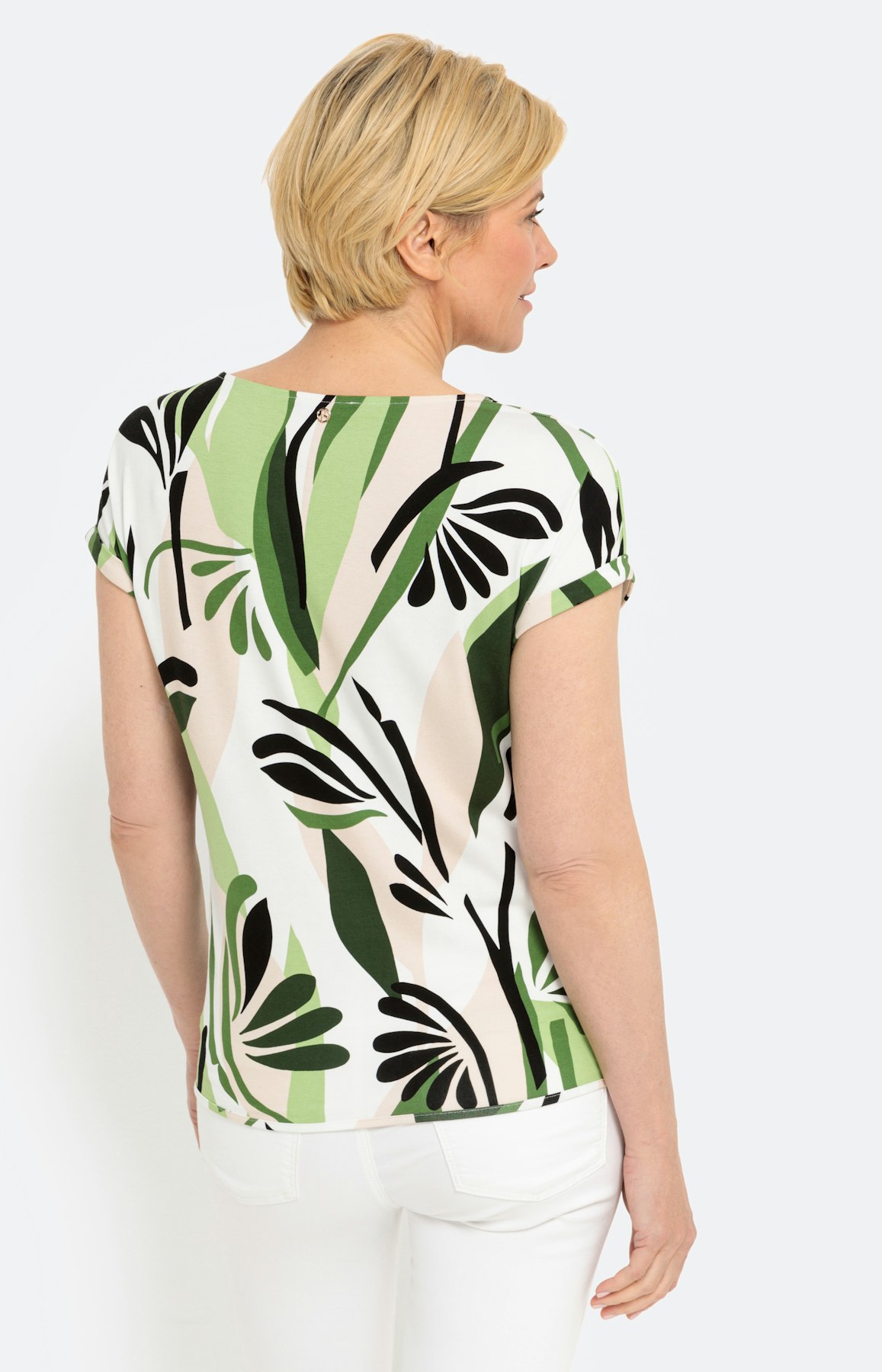 Shirt met korte mouwen en bladerprint