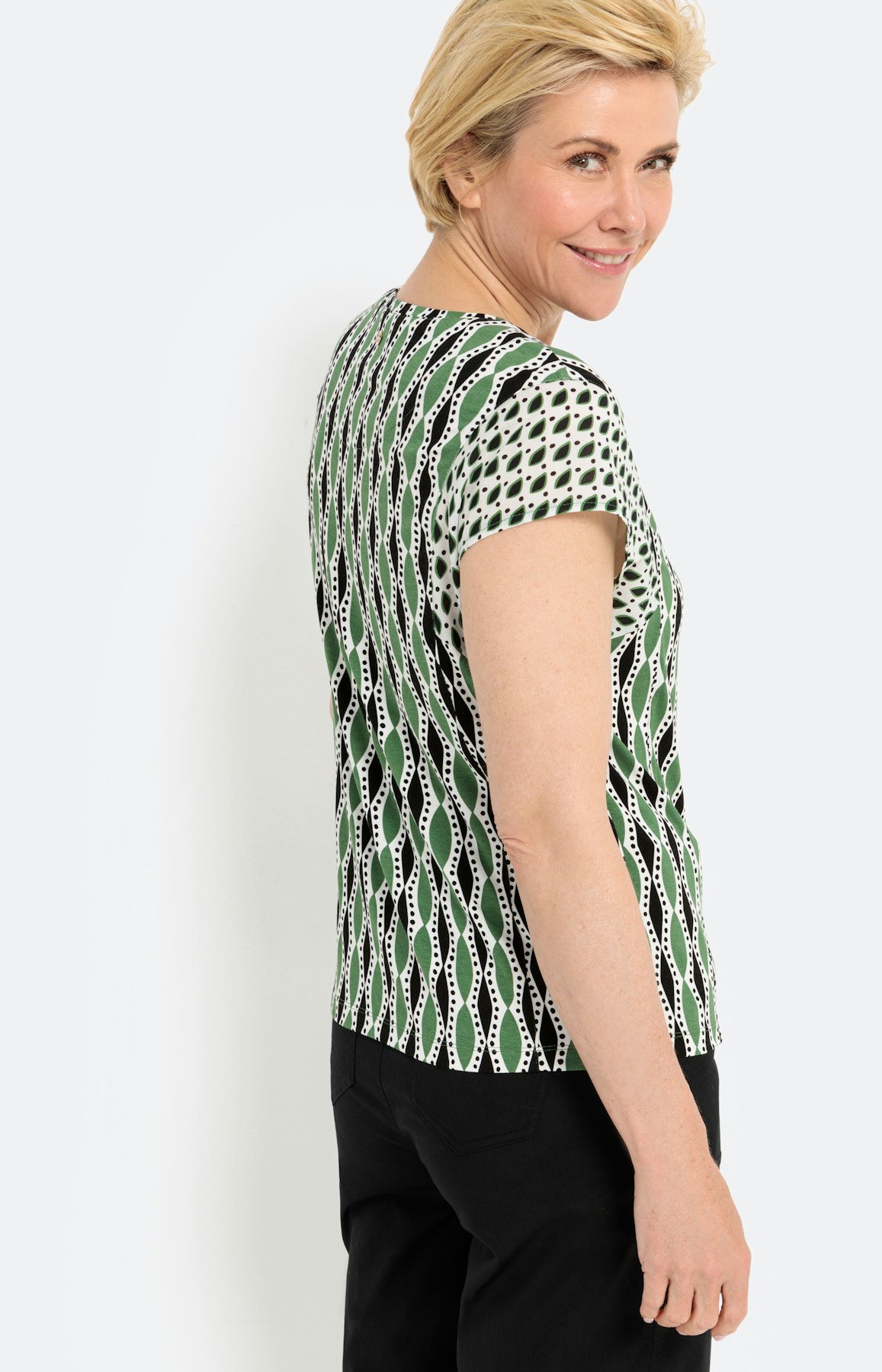 T-shirt met korte mouw in materialenmix