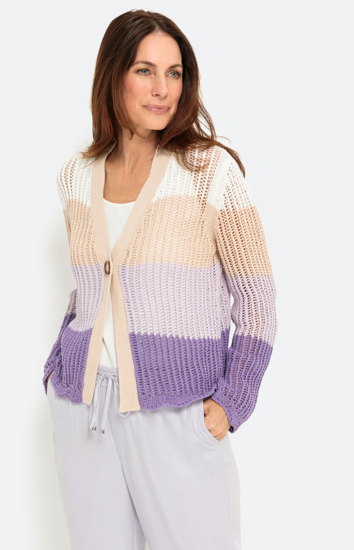 Cardigan met lange mouw & colourblocking