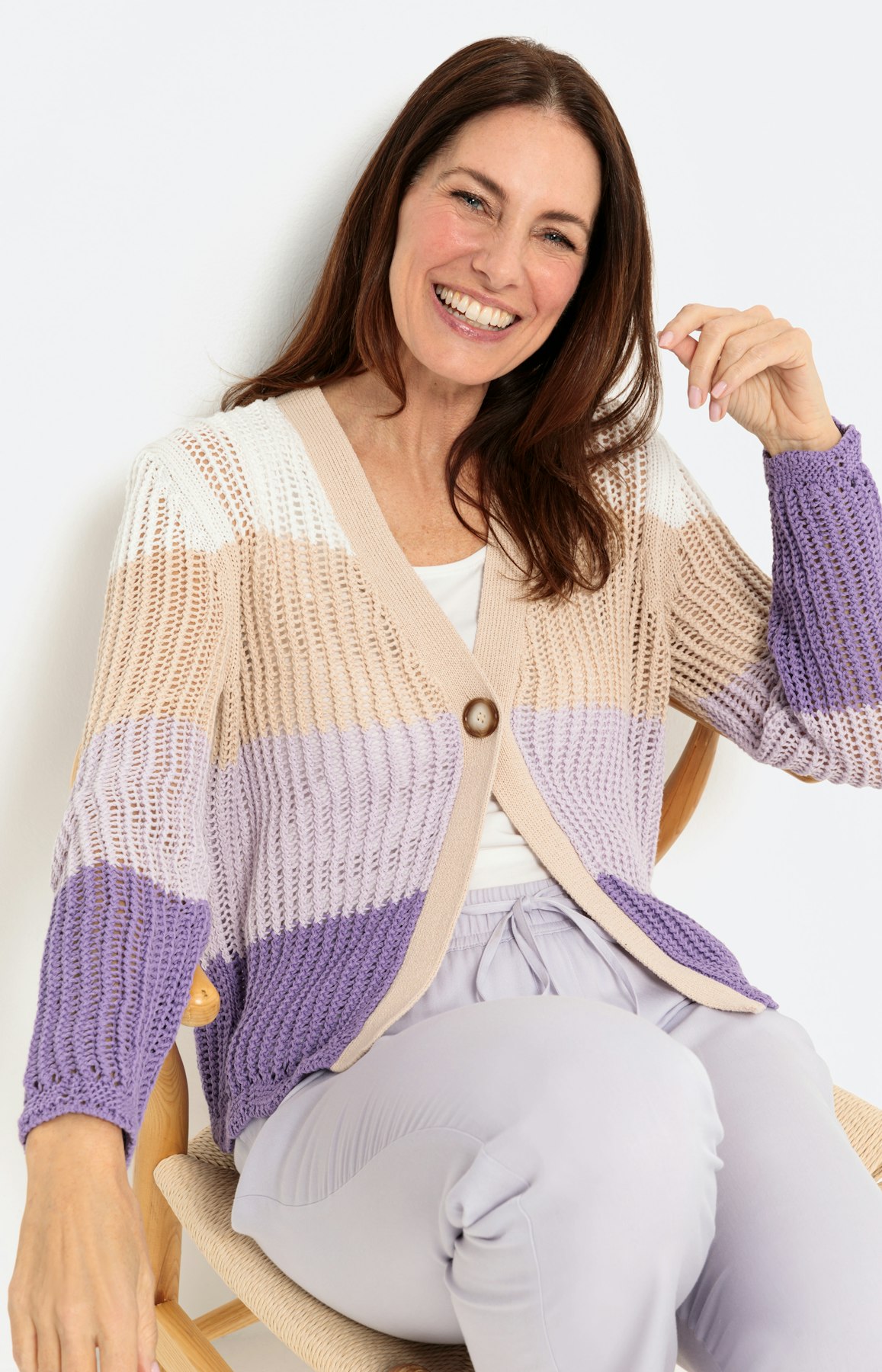 Cardigan met lange mouw & colourblocking