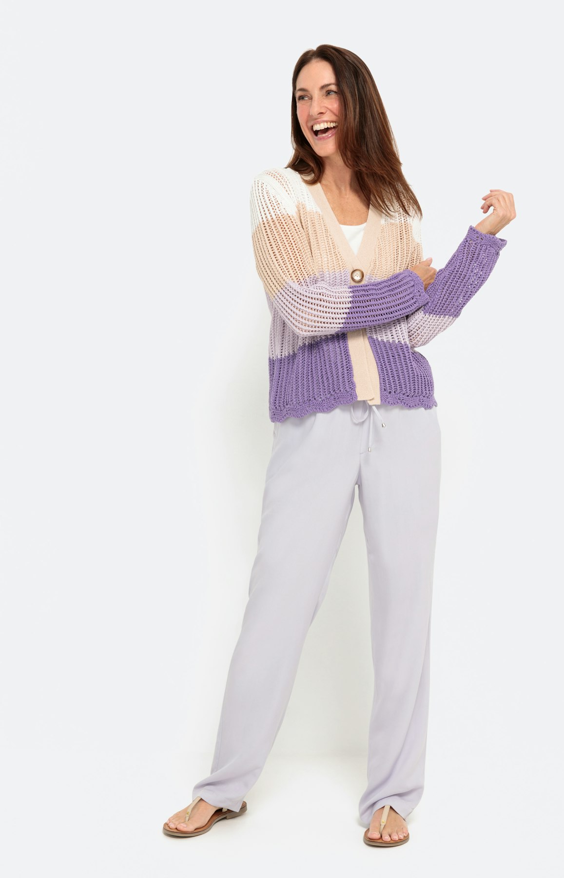 Cardigan met lange mouw & colourblocking