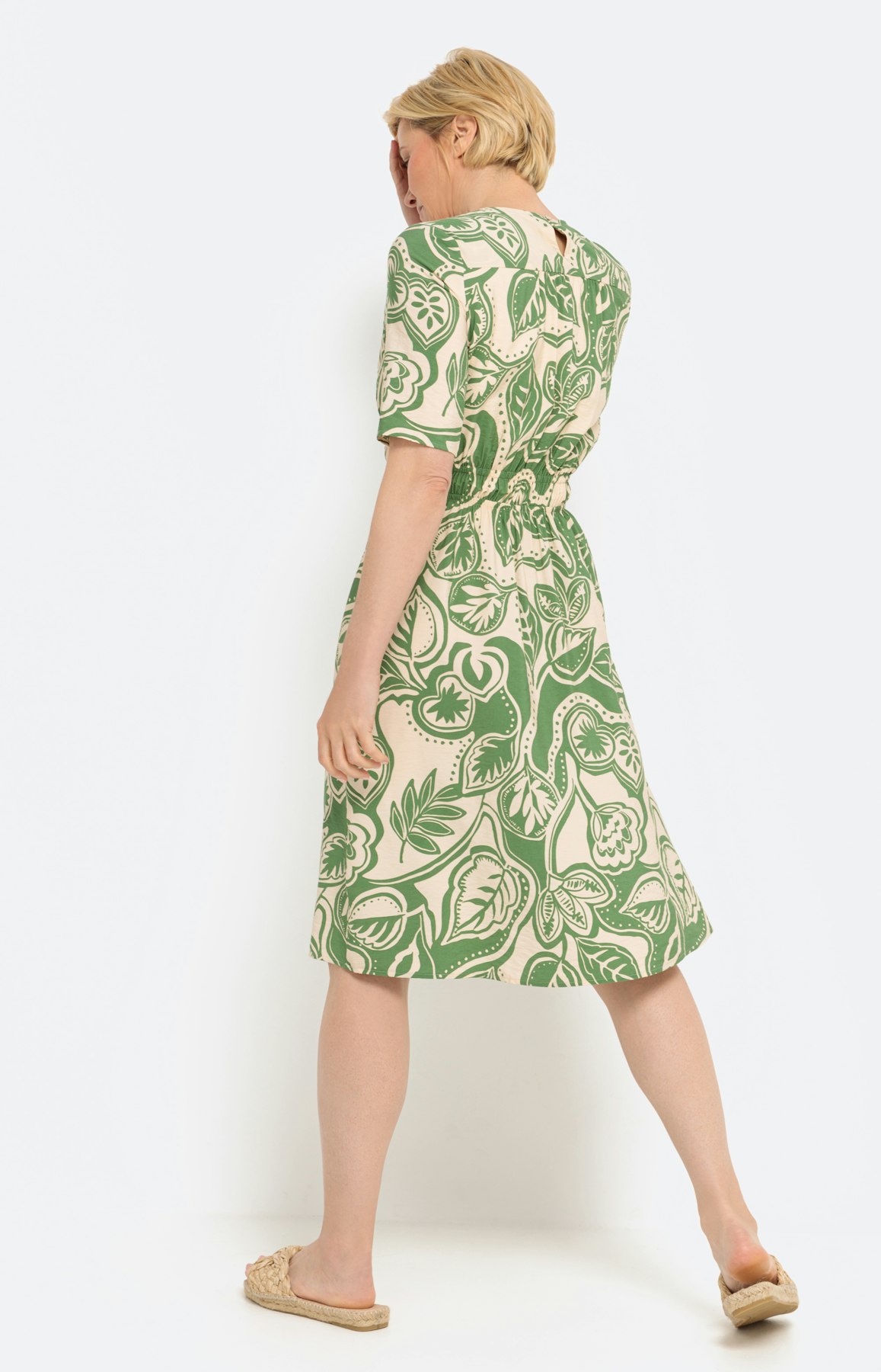 Viscose jurk met all-over print, groen