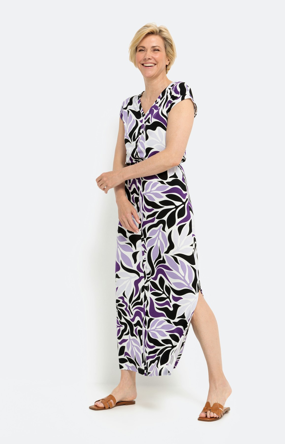 Viskose Stretch Maxikleid, Blumenprint