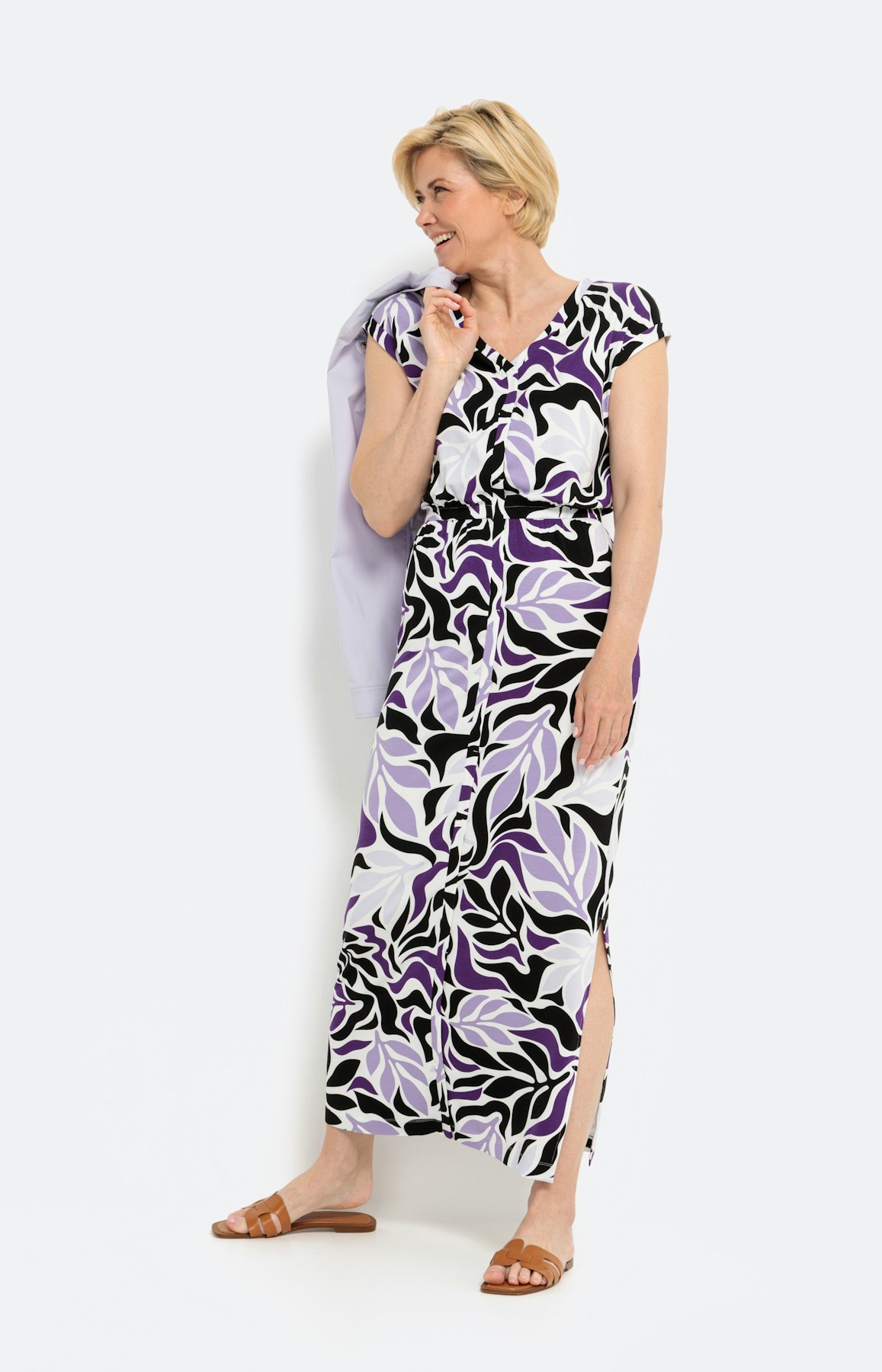 Viskose Stretch Maxikleid, Blumenprint