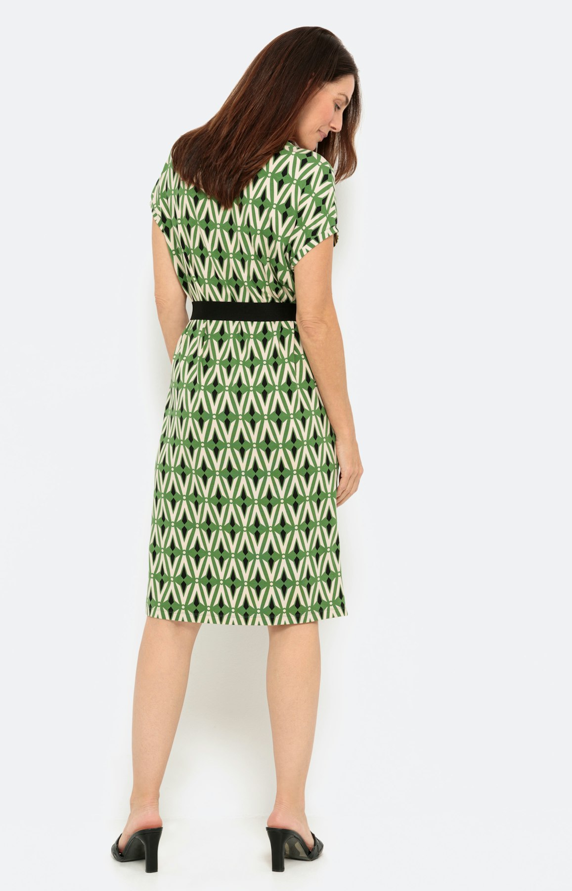 Viscose jersey jurk met riem, groen