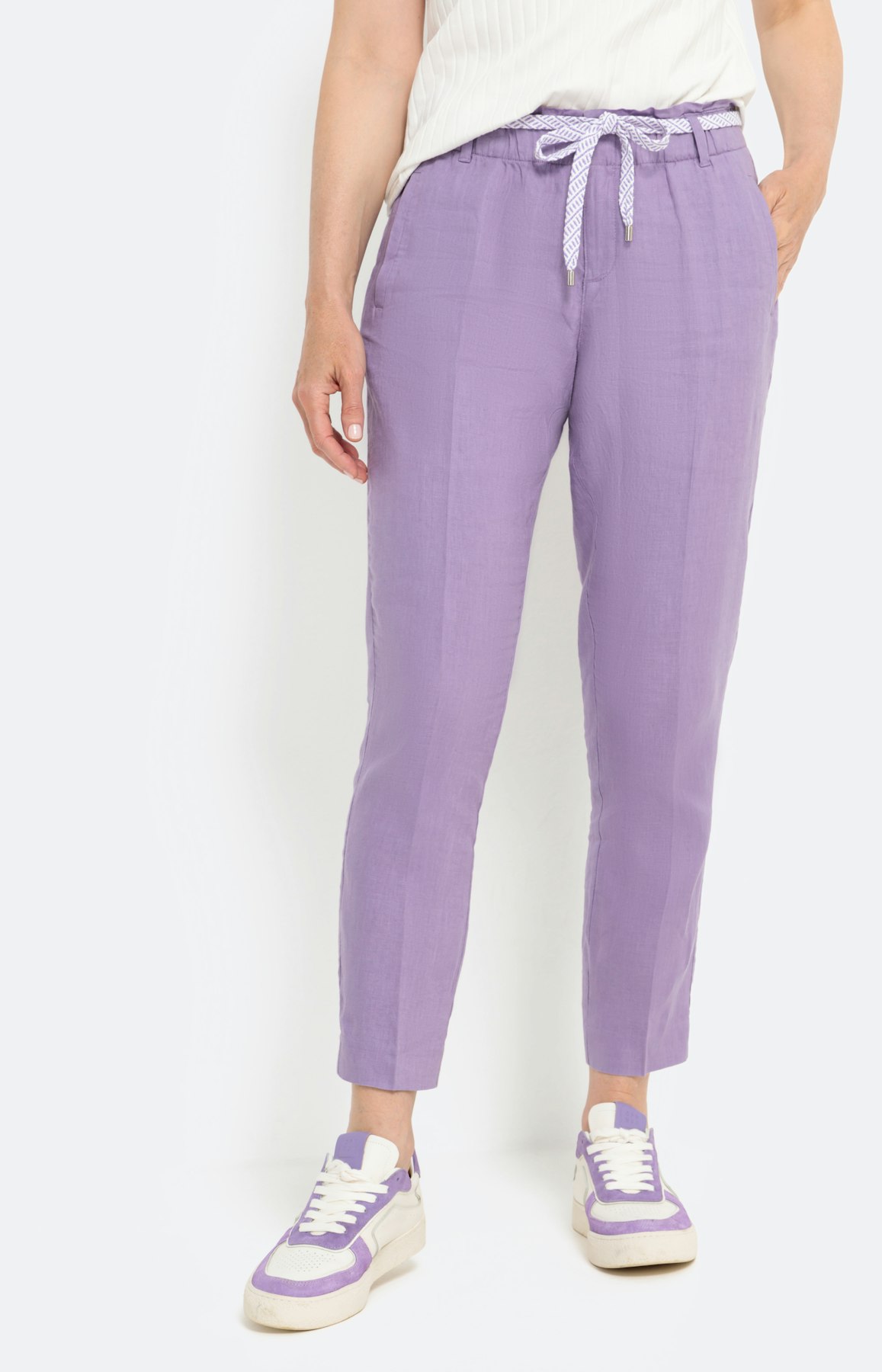 Linnen broek met smalle pijpen, lavender