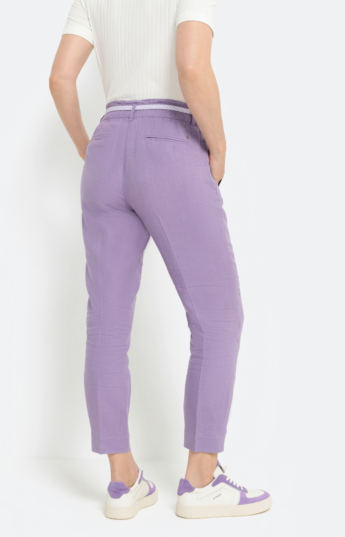 Linnen broek met smalle pijpen, lavender