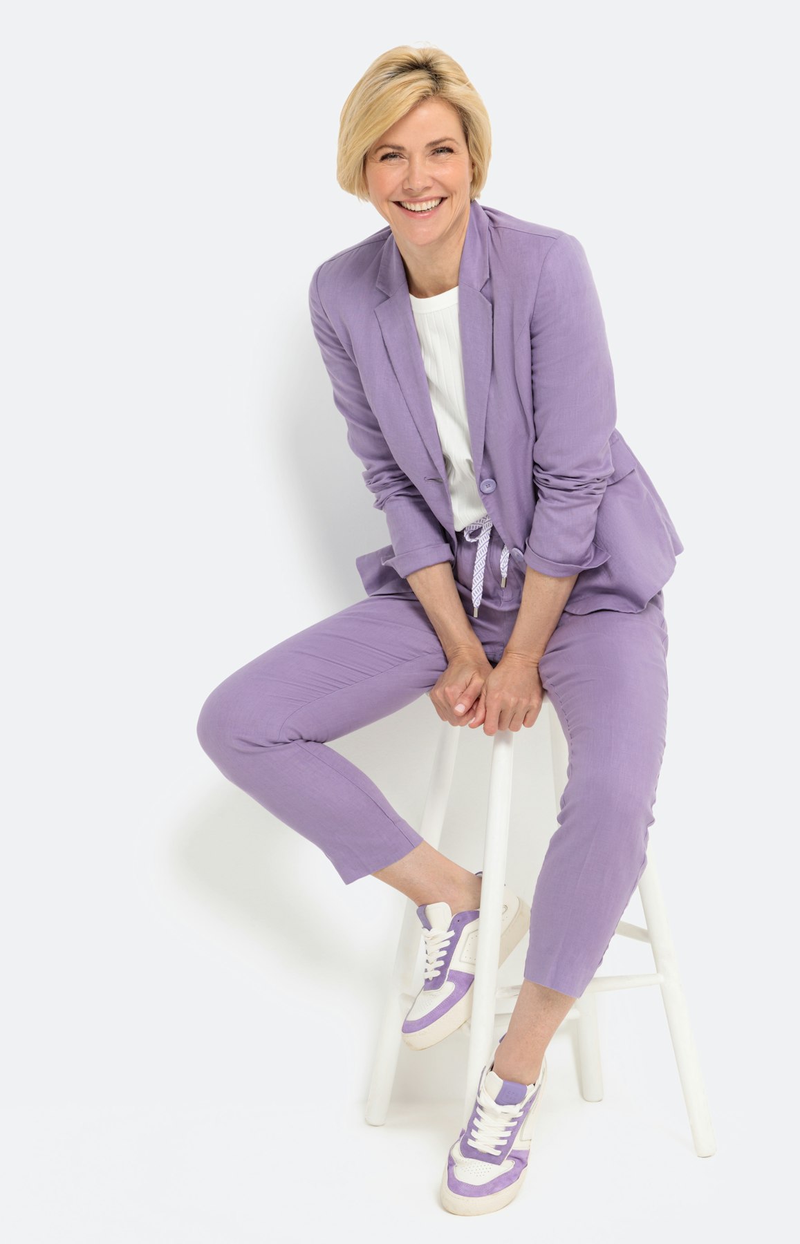 Linnen broek met smalle pijpen, lavender