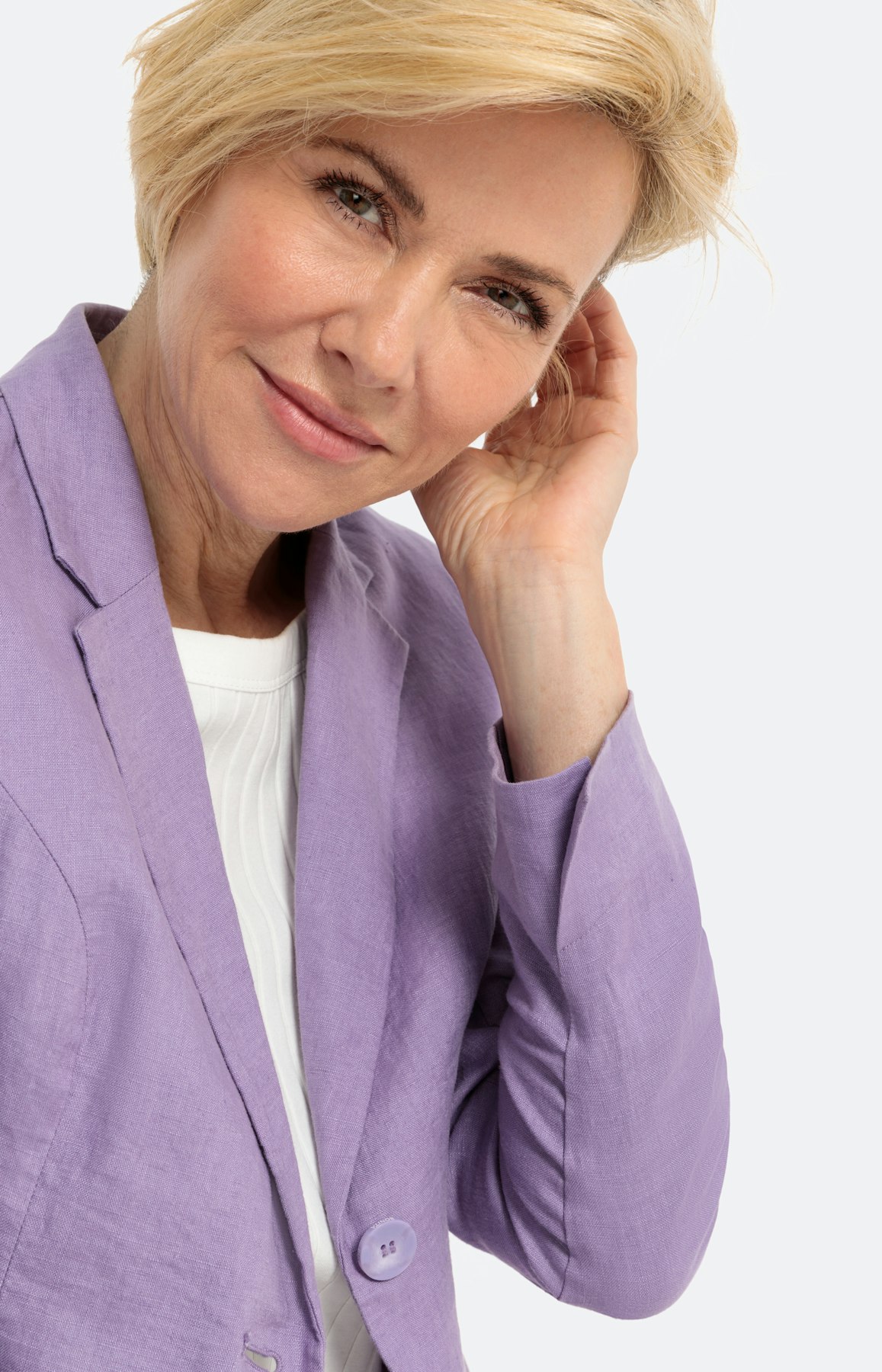 Klassieke blazer van linnen, lavender