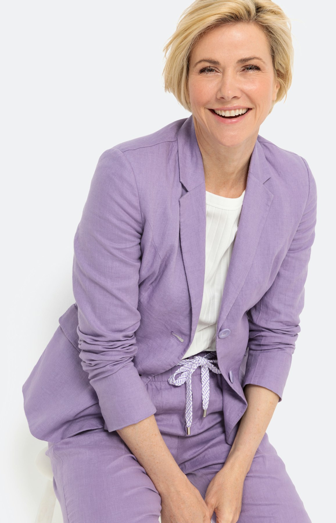 Klassieke blazer van linnen, lavender