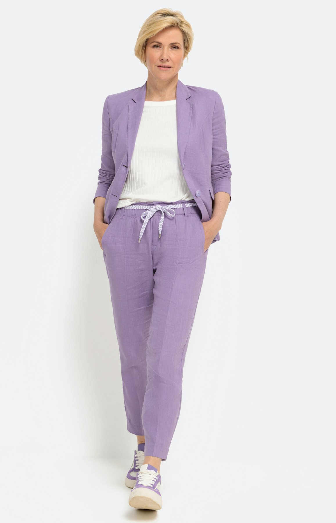 Klassieke blazer van linnen, lavender