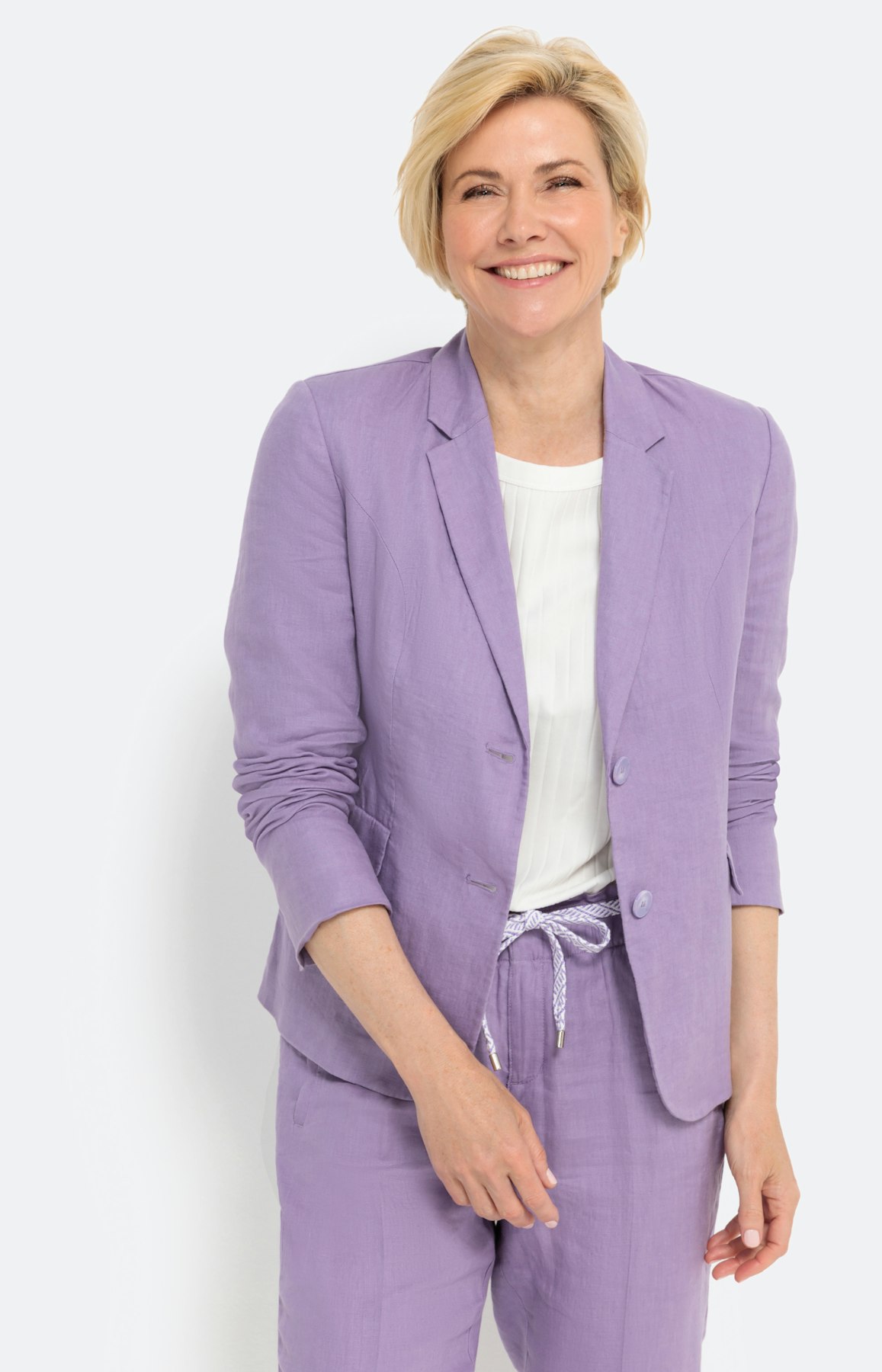 Klassieke blazer van linnen, lavender