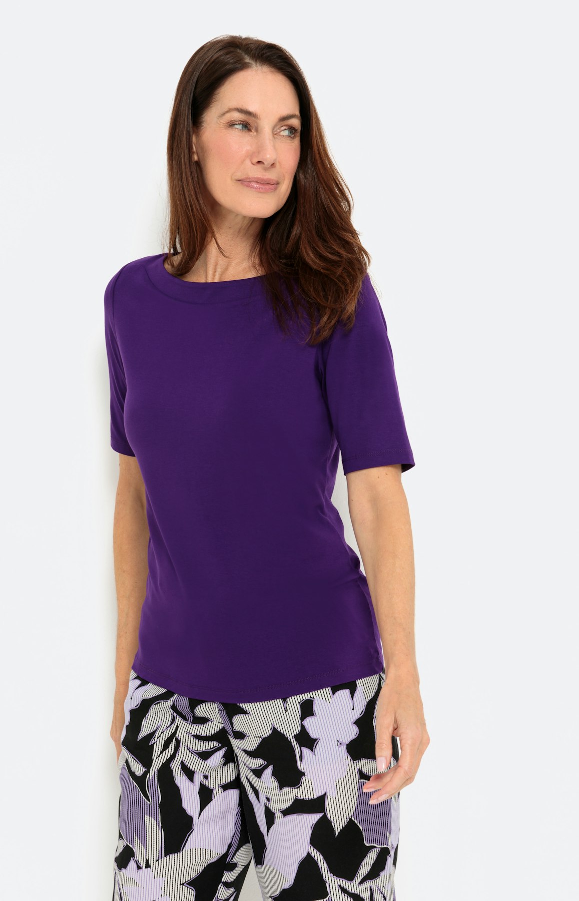 Shirt met korte mouwen en boothals