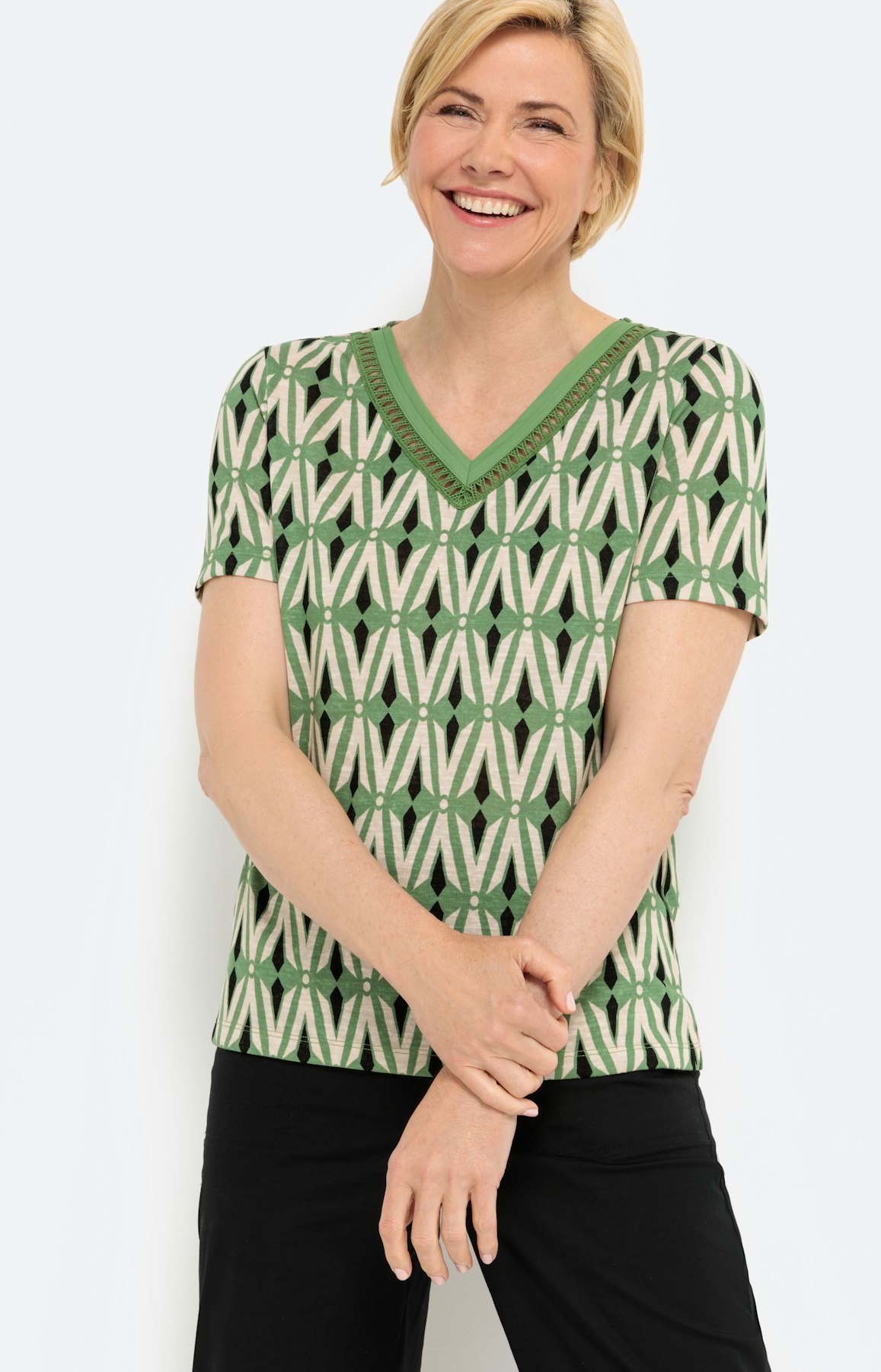 Gedessineerd shirt met korte mouwen