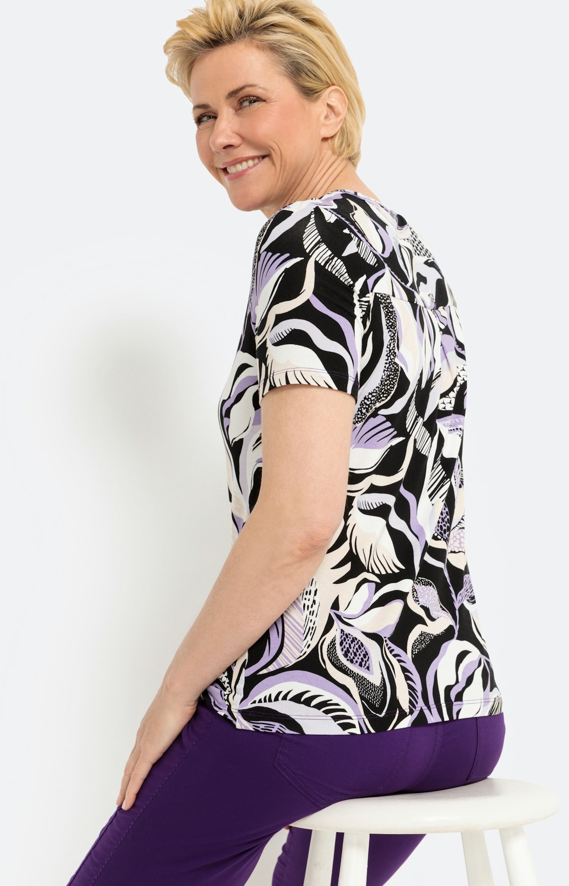 Shirt met korte mouwen en een meshinzet