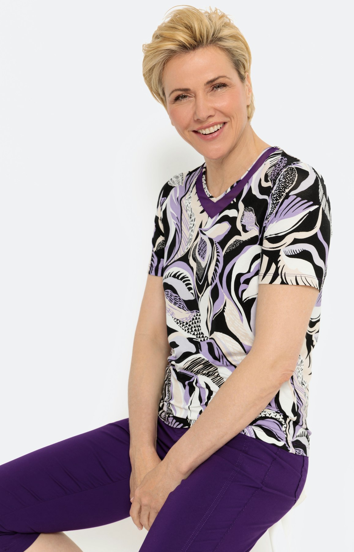 Shirt met korte mouwen en een meshinzet