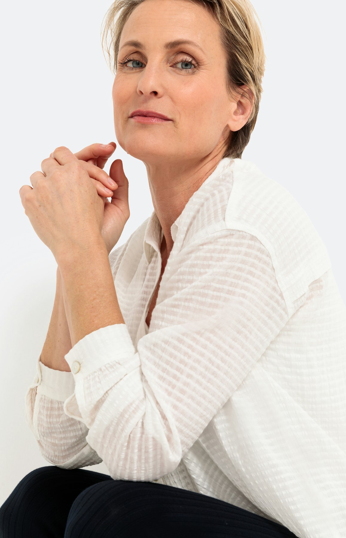 Mousselinen overhemd blouse, wit