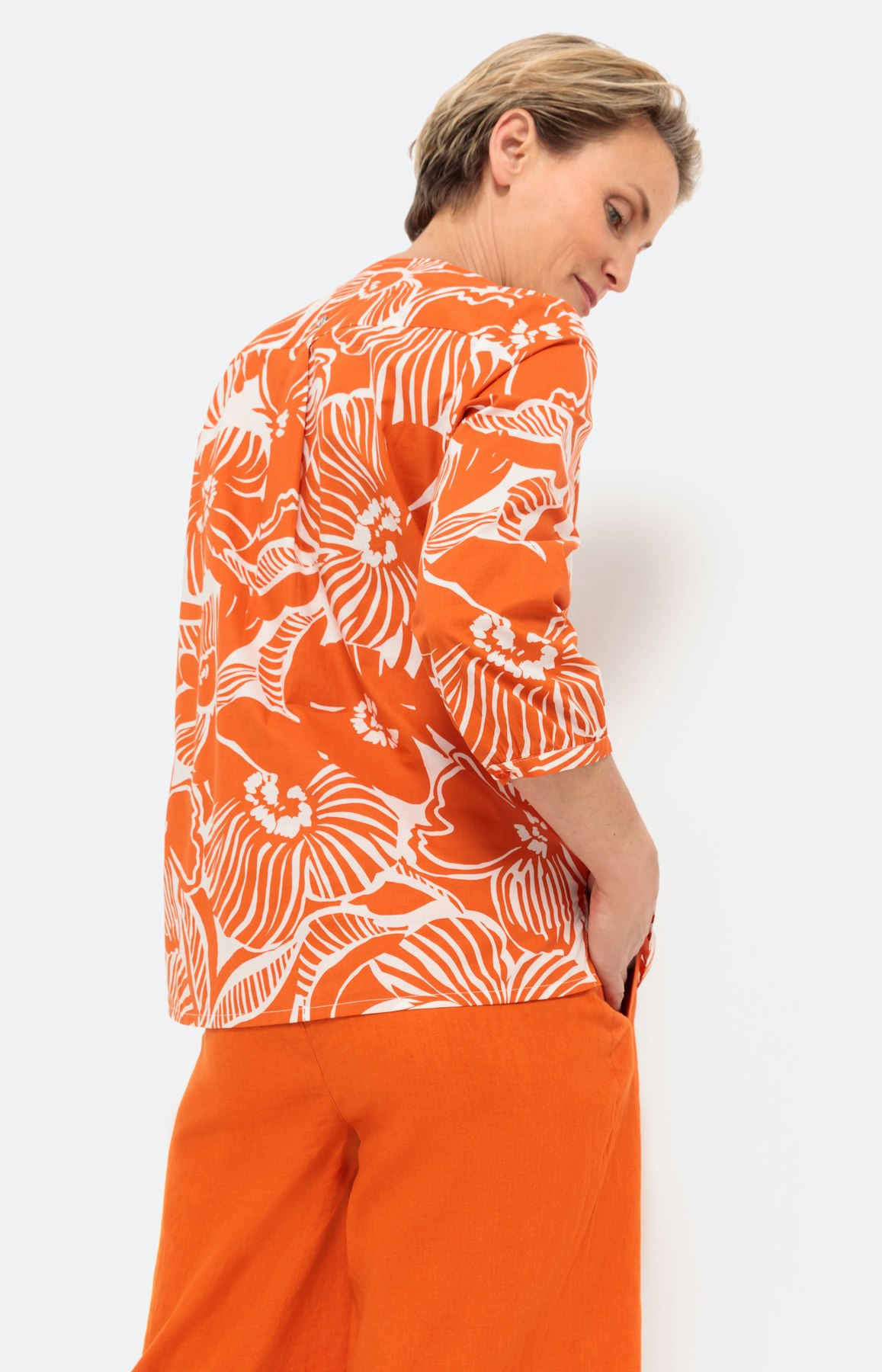 Gemusterte Bluse mit 3/4-Ärmel