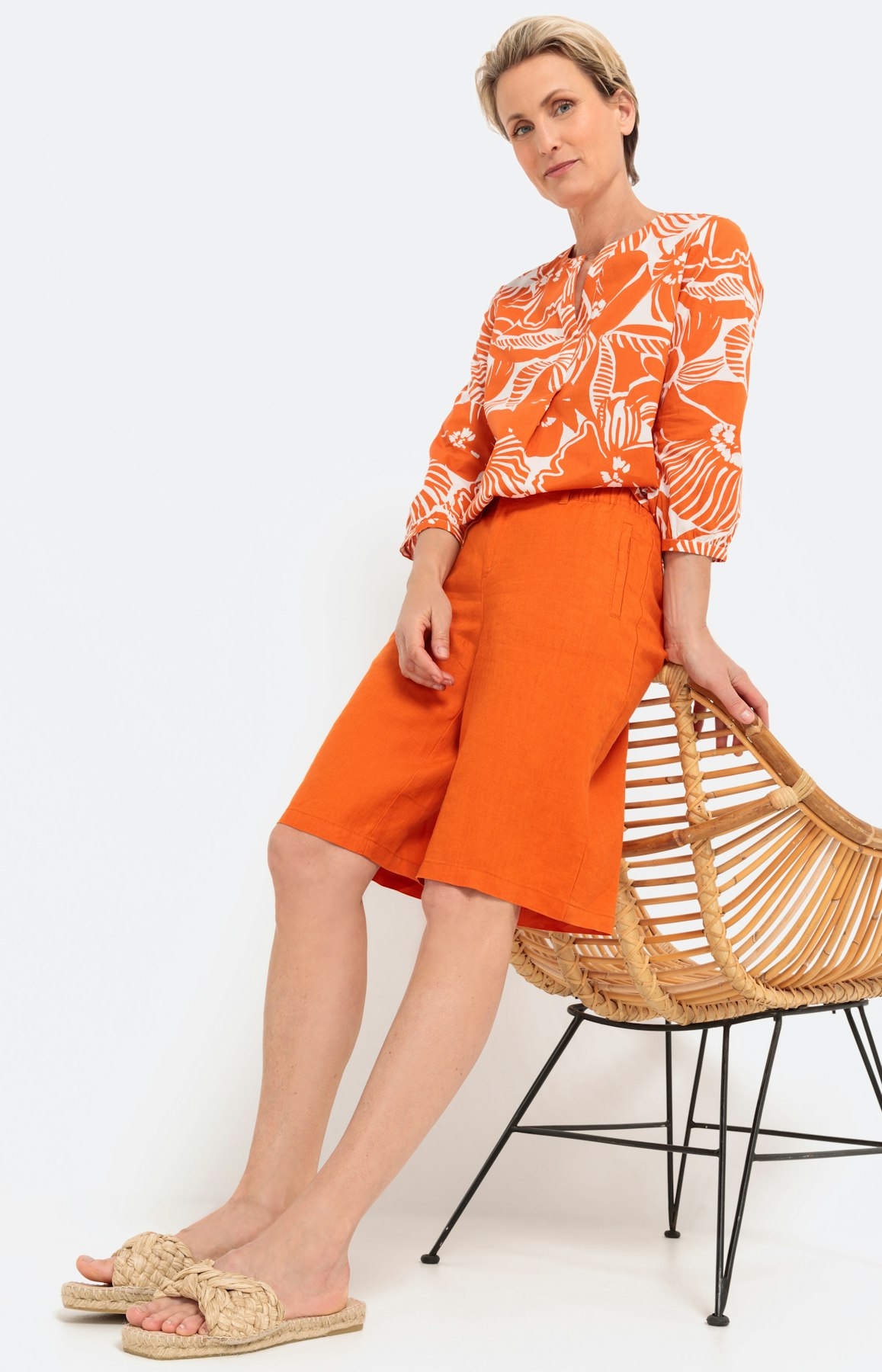 Gemusterte Bluse mit 3/4-Ärmel