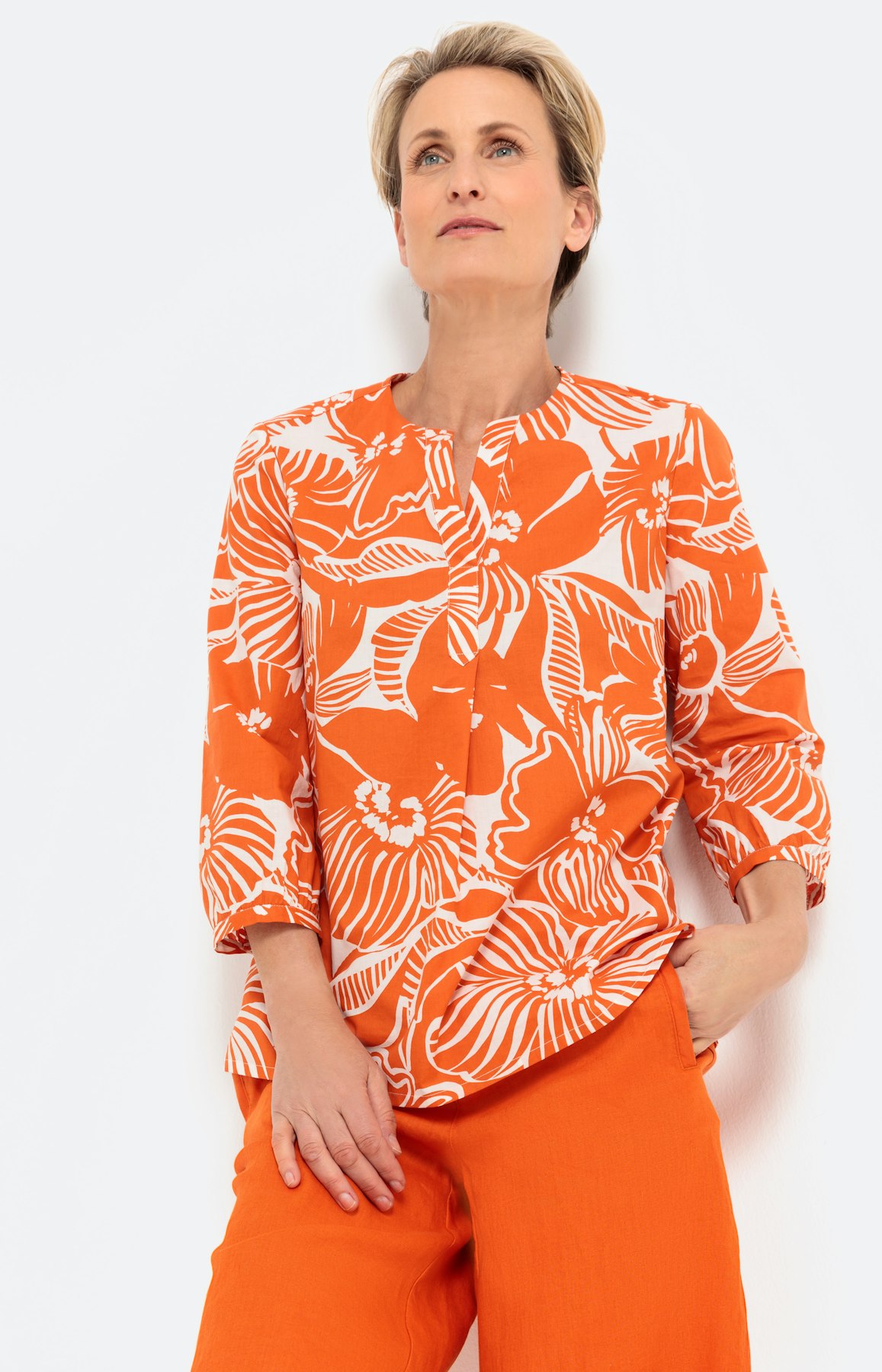 Gemusterte Bluse mit 3/4-Ärmel