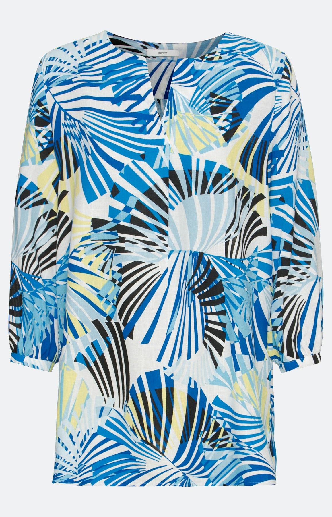 Blouse met 3/4-mouwen en aandeel linnen