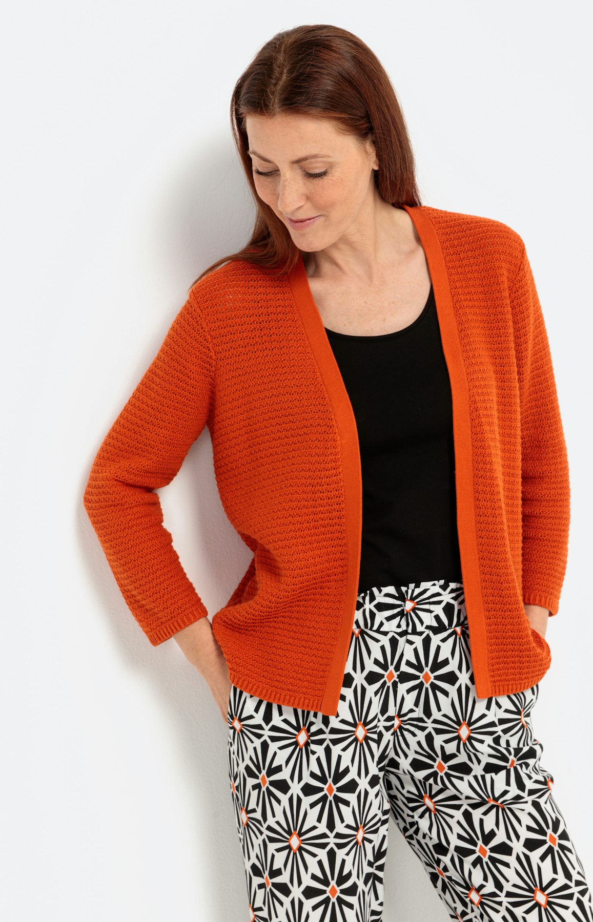 Open vest met 3/4-mouwen