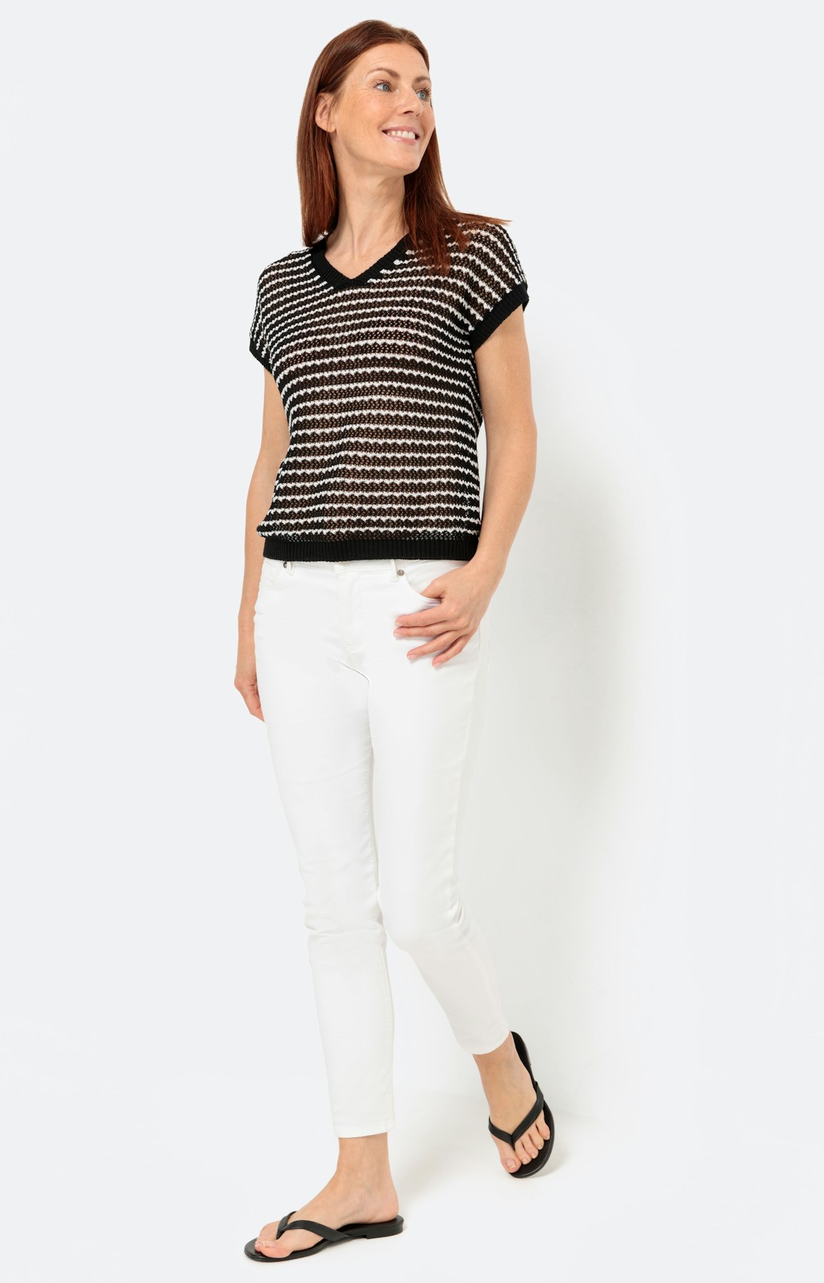 Gestructureerde trui met korte mouwen