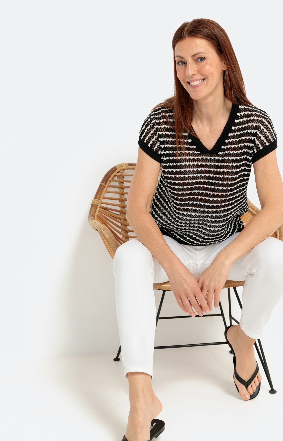 Gestructureerde trui met korte mouwen