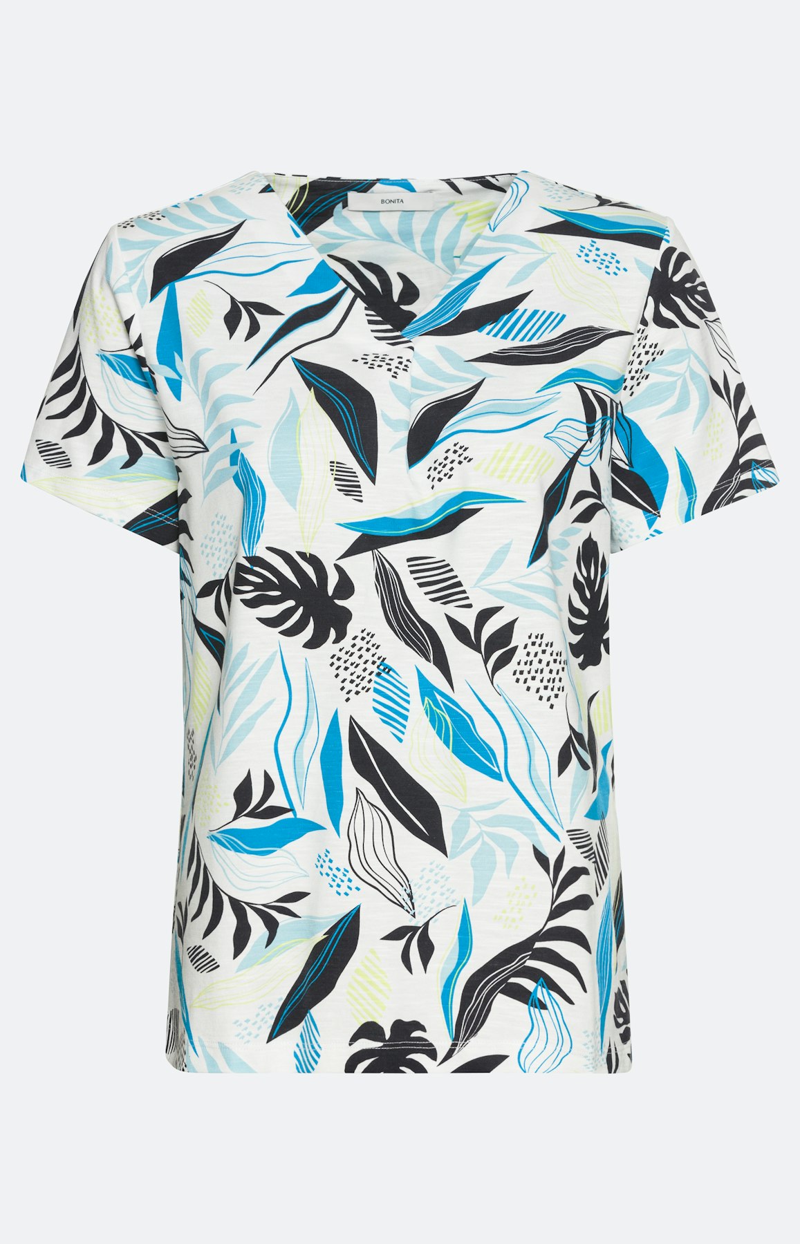 Shirt met korte mouwen en bladerprint