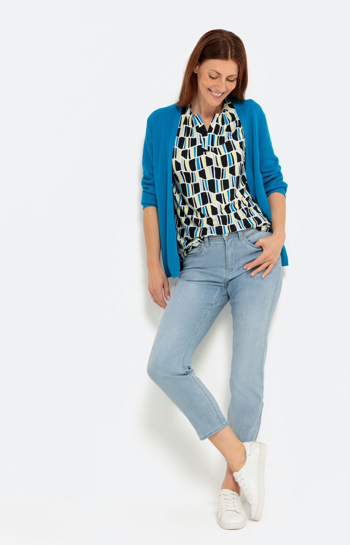 Shirt met korte mouwen en plooien