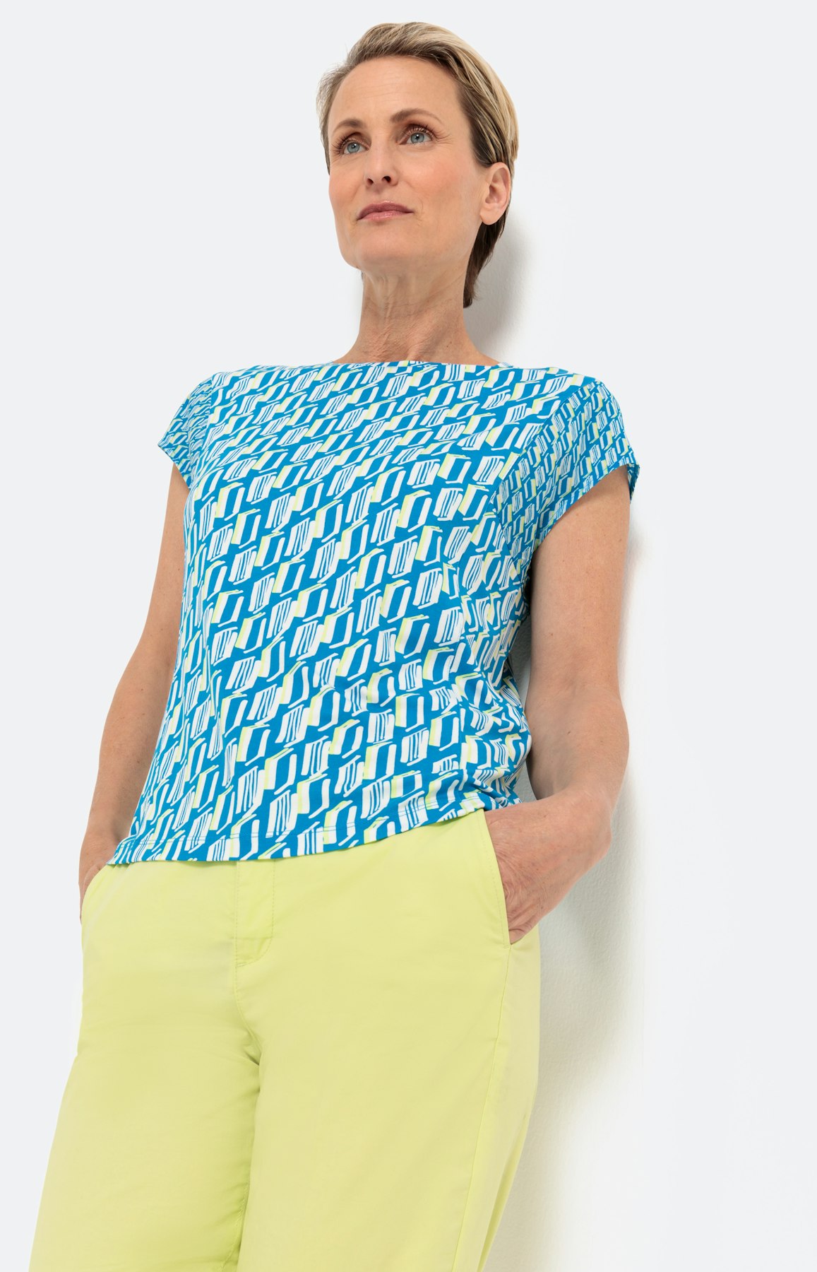 T-shirt met print, turqooise