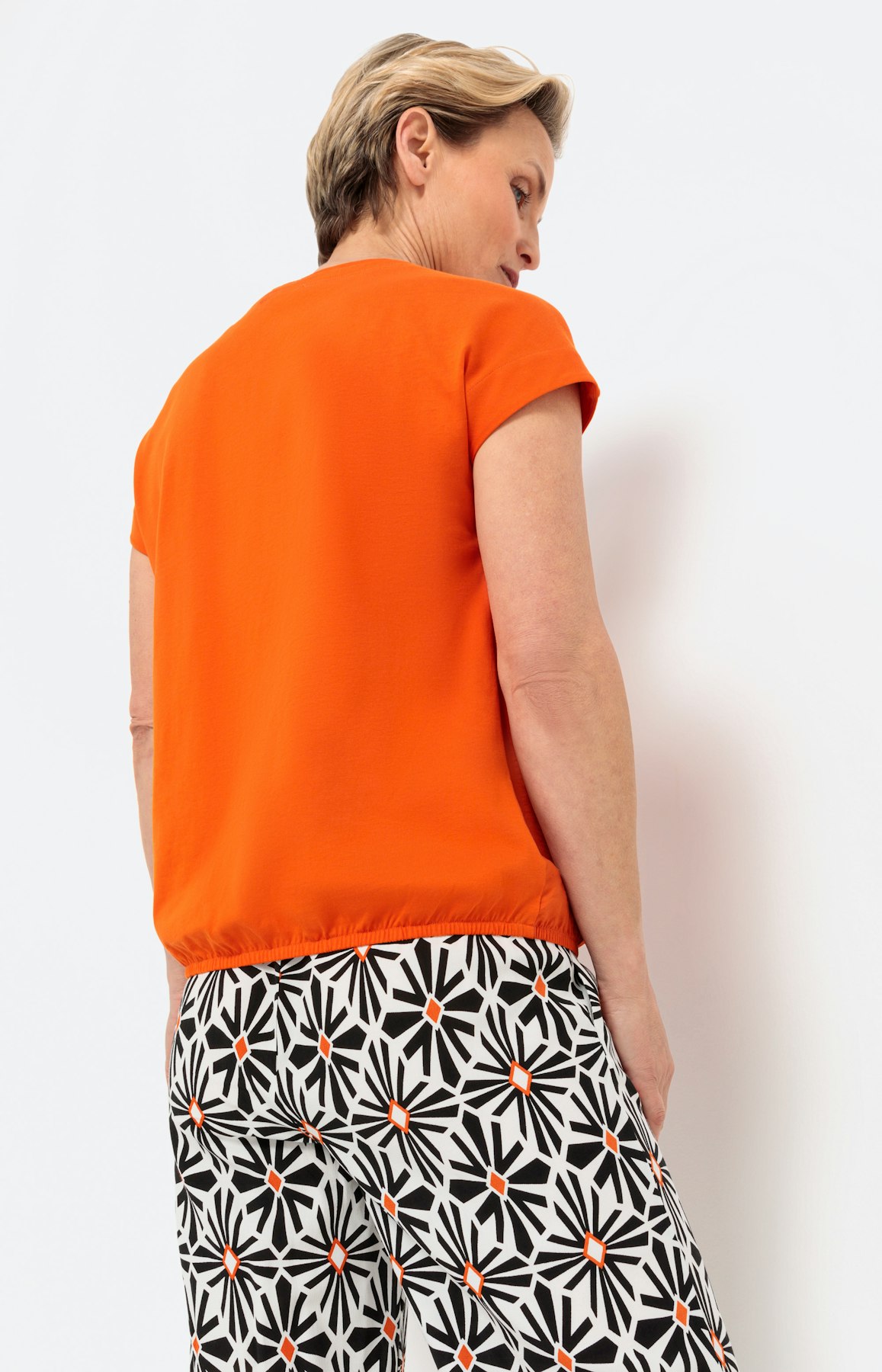 Shirt met korte mouwen in materialenmix