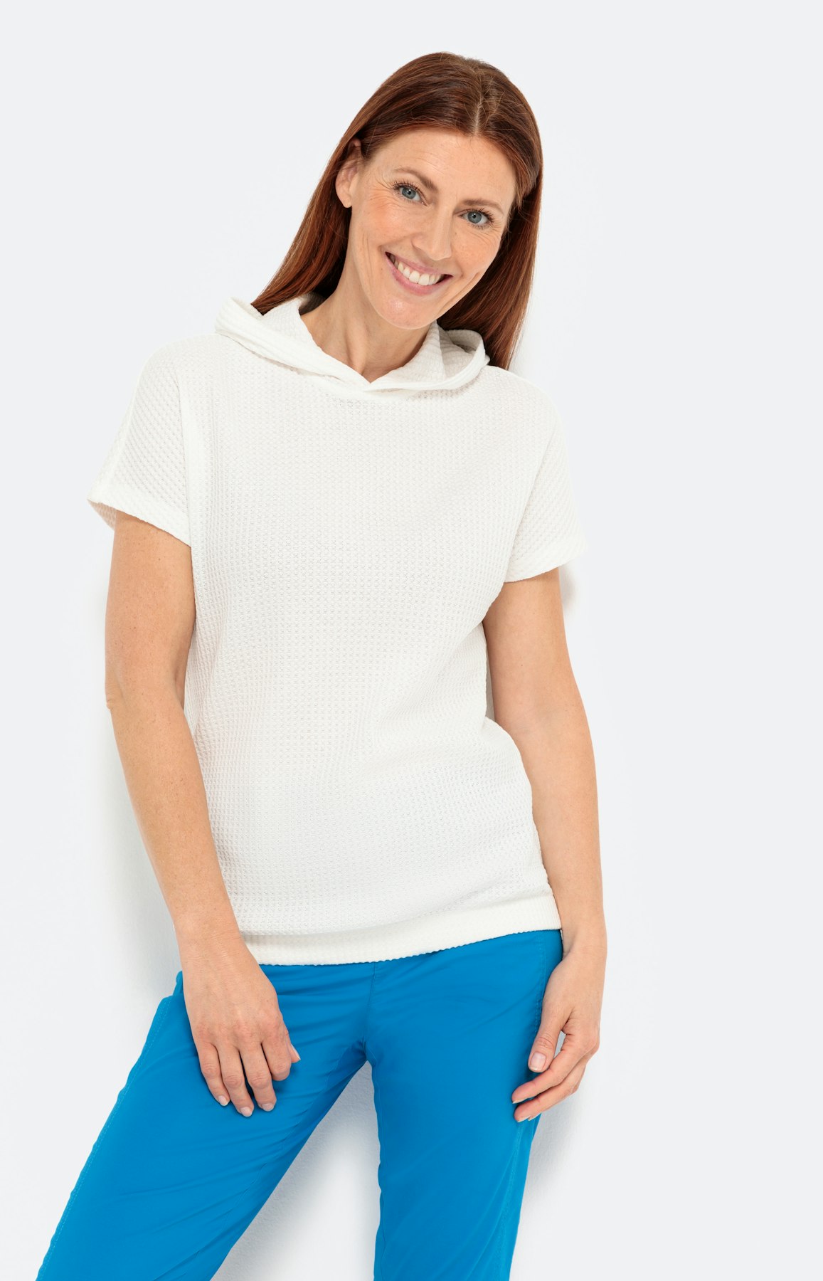 T-Shirt mit Kapuze, weiss