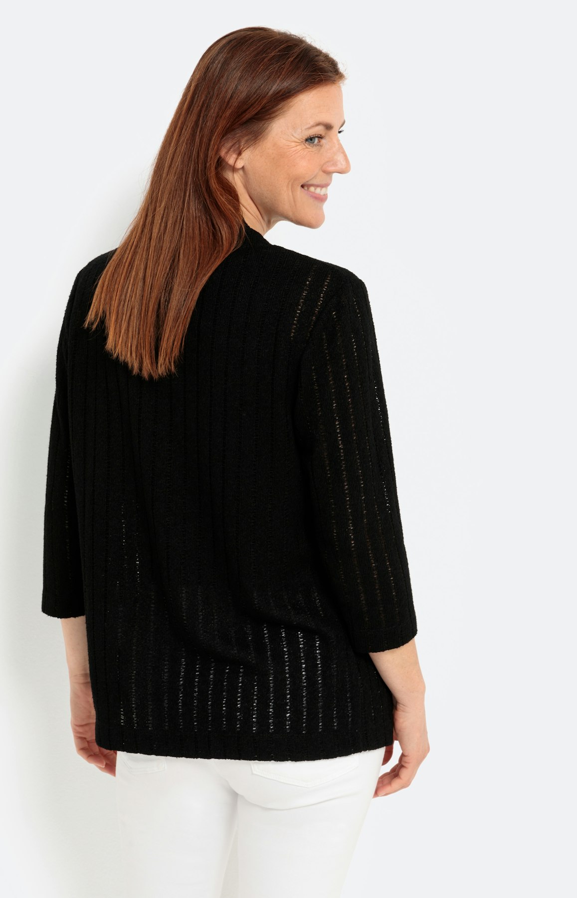 Effen cardigan met 3/4-mouwen