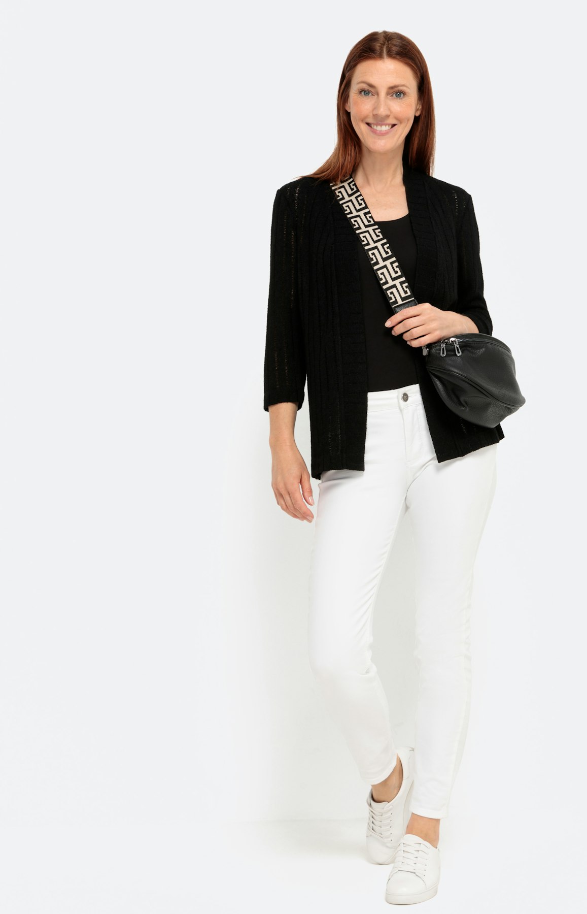 Effen cardigan met 3/4-mouwen