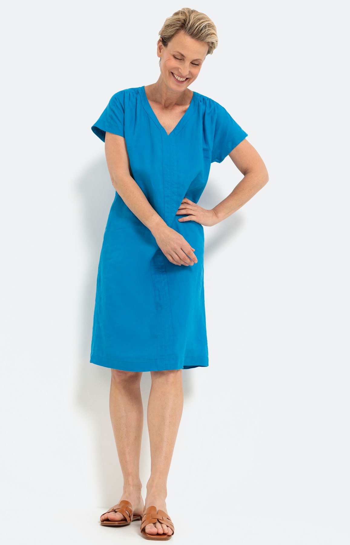 Linnen jurk in tuniekstijl, blauw