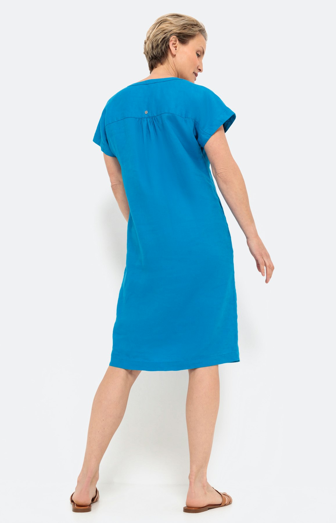 Linnen jurk in tuniekstijl, blauw