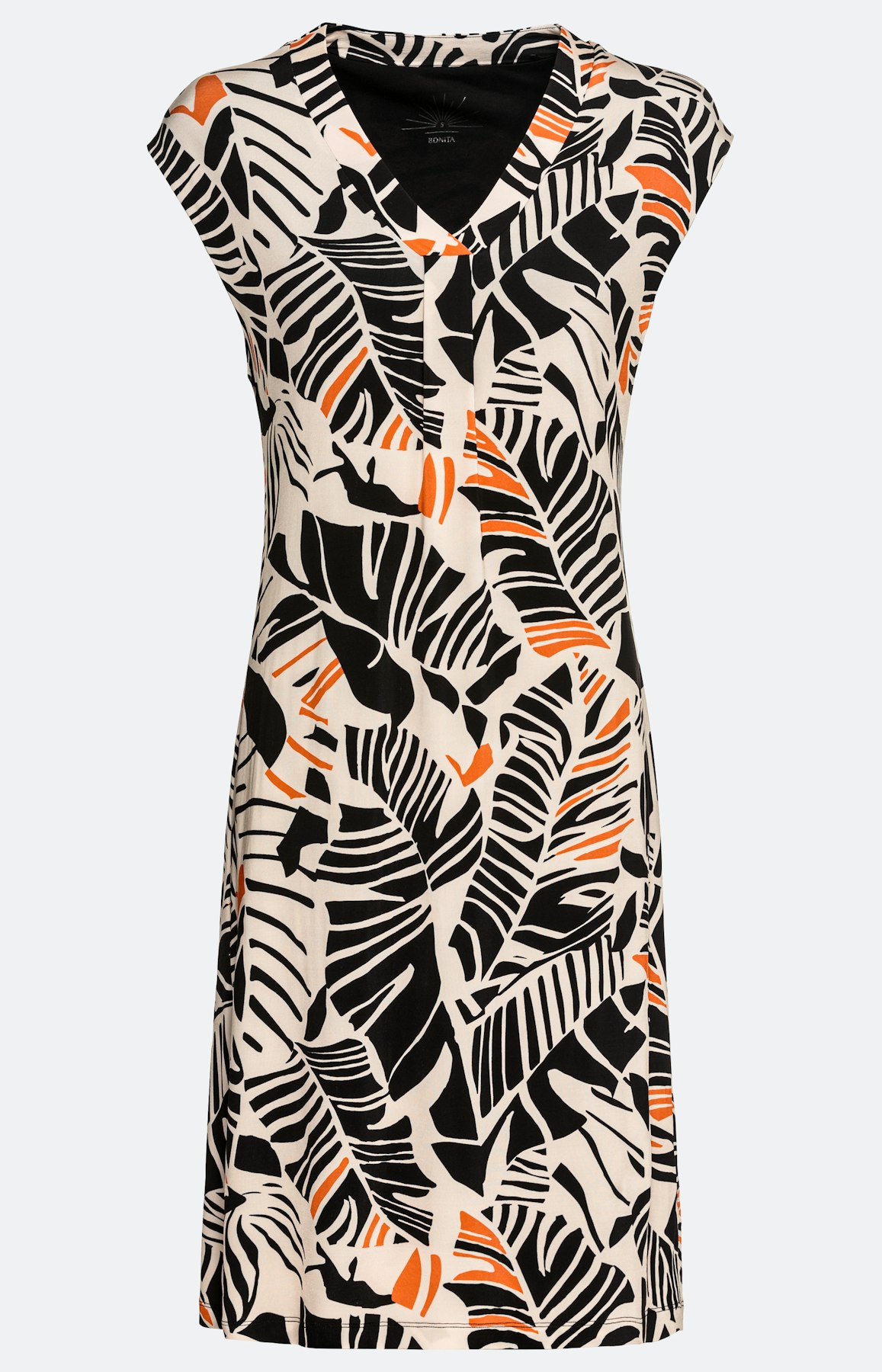 Jersey jurk, bloemendessin sand black