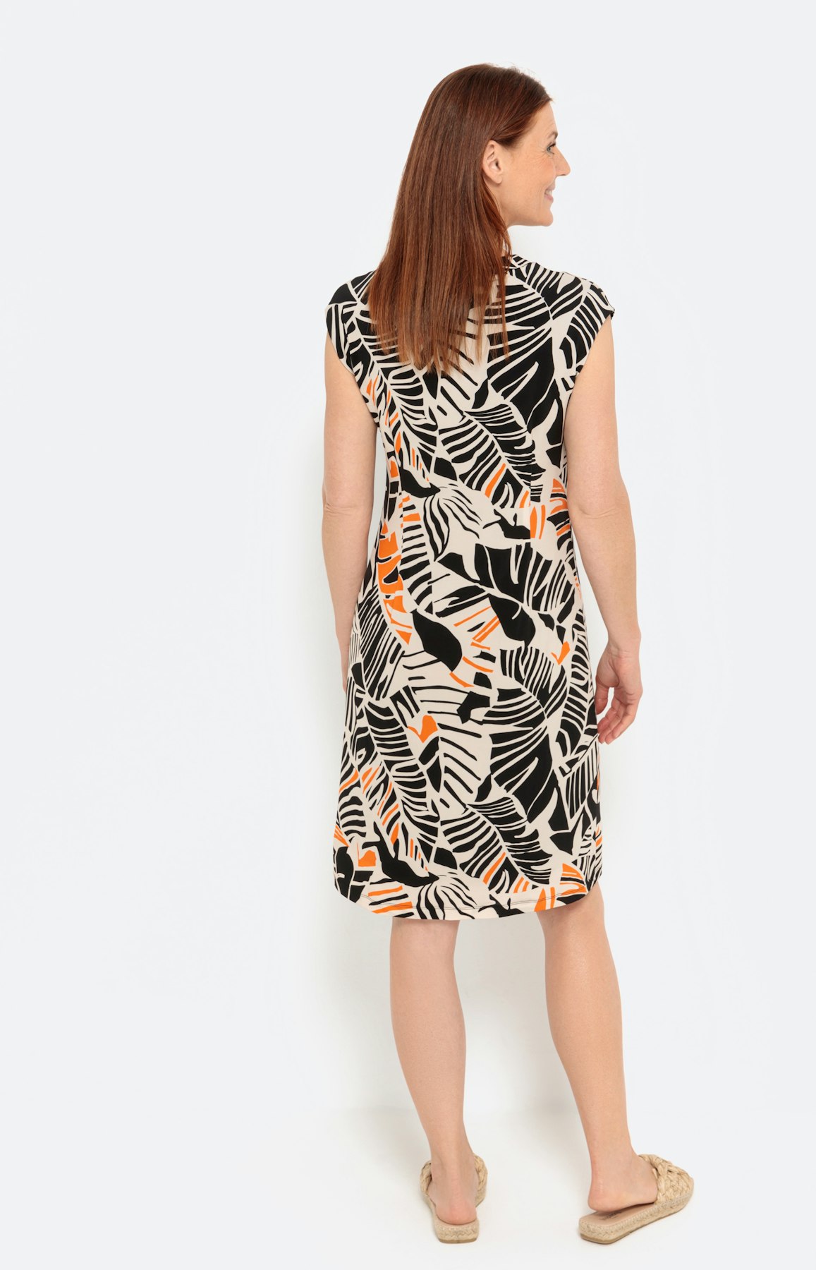 Jersey jurk, bloemendessin sand black