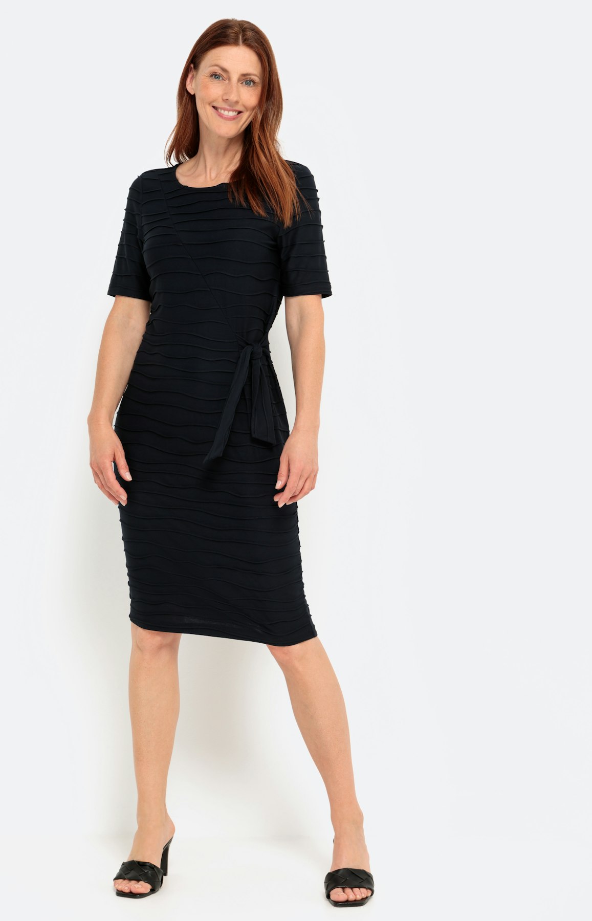 Jersey-Kleid im Wickellook, marine