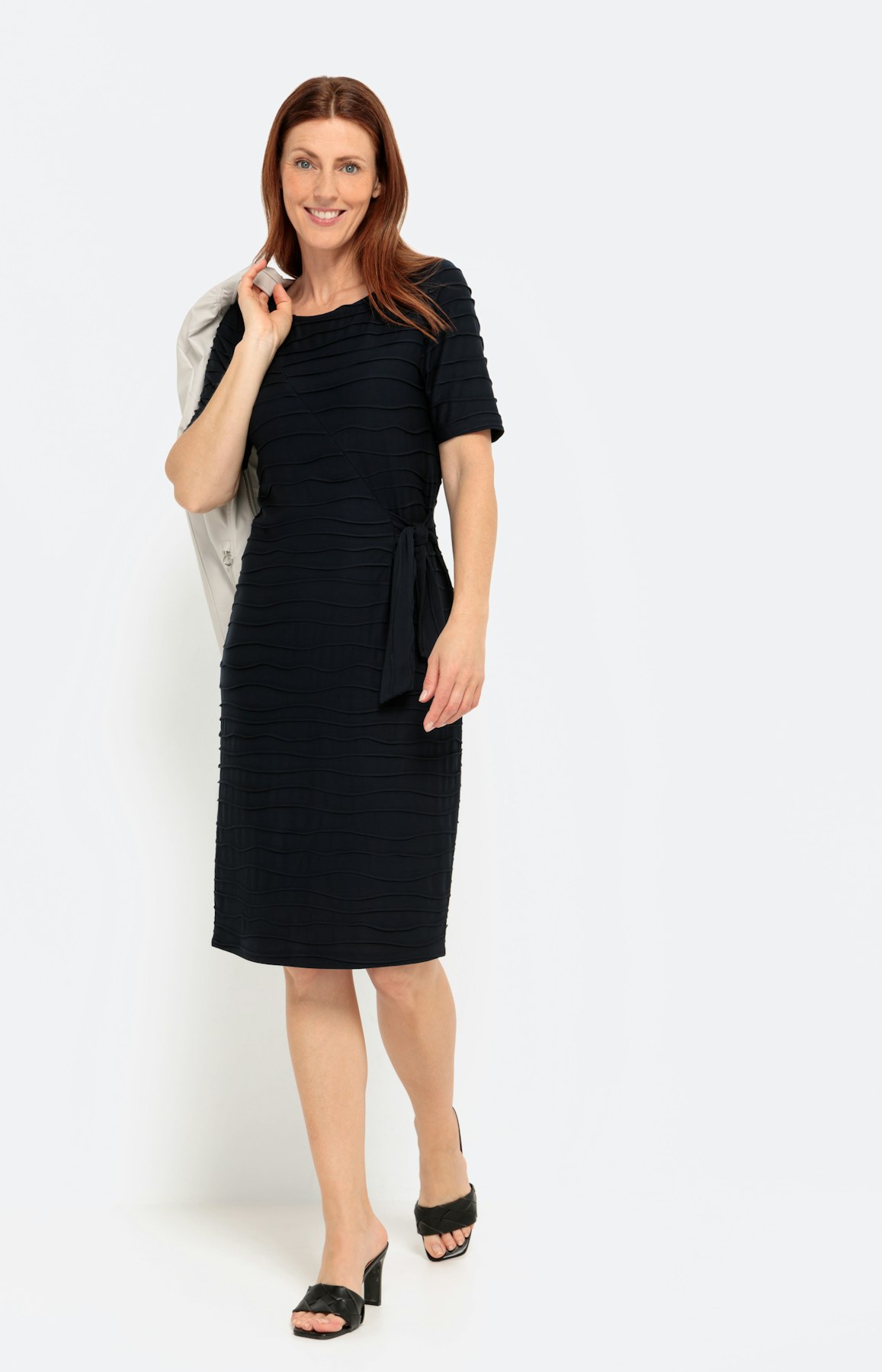 Jersey-Kleid im Wickellook, marine