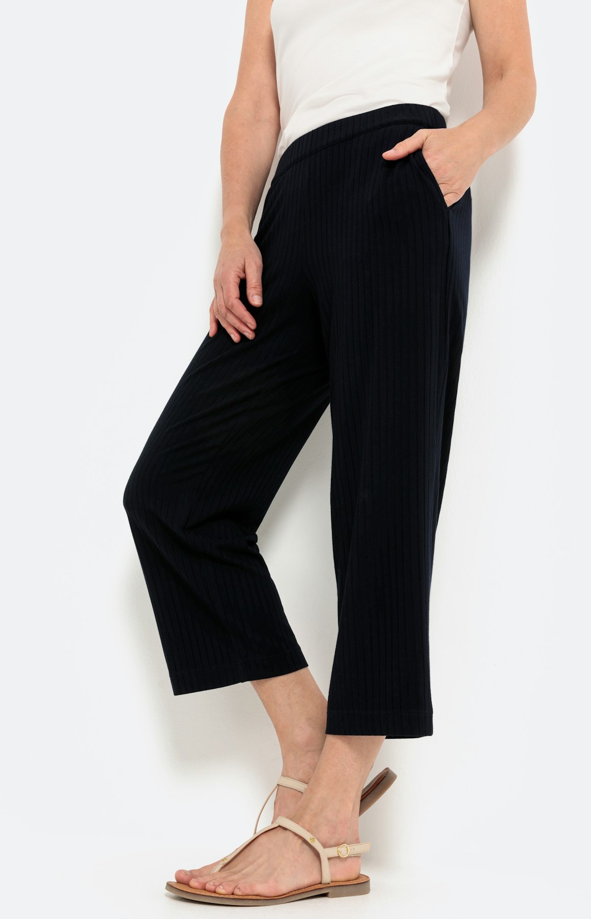 Jersey culotte met stretchband, navy